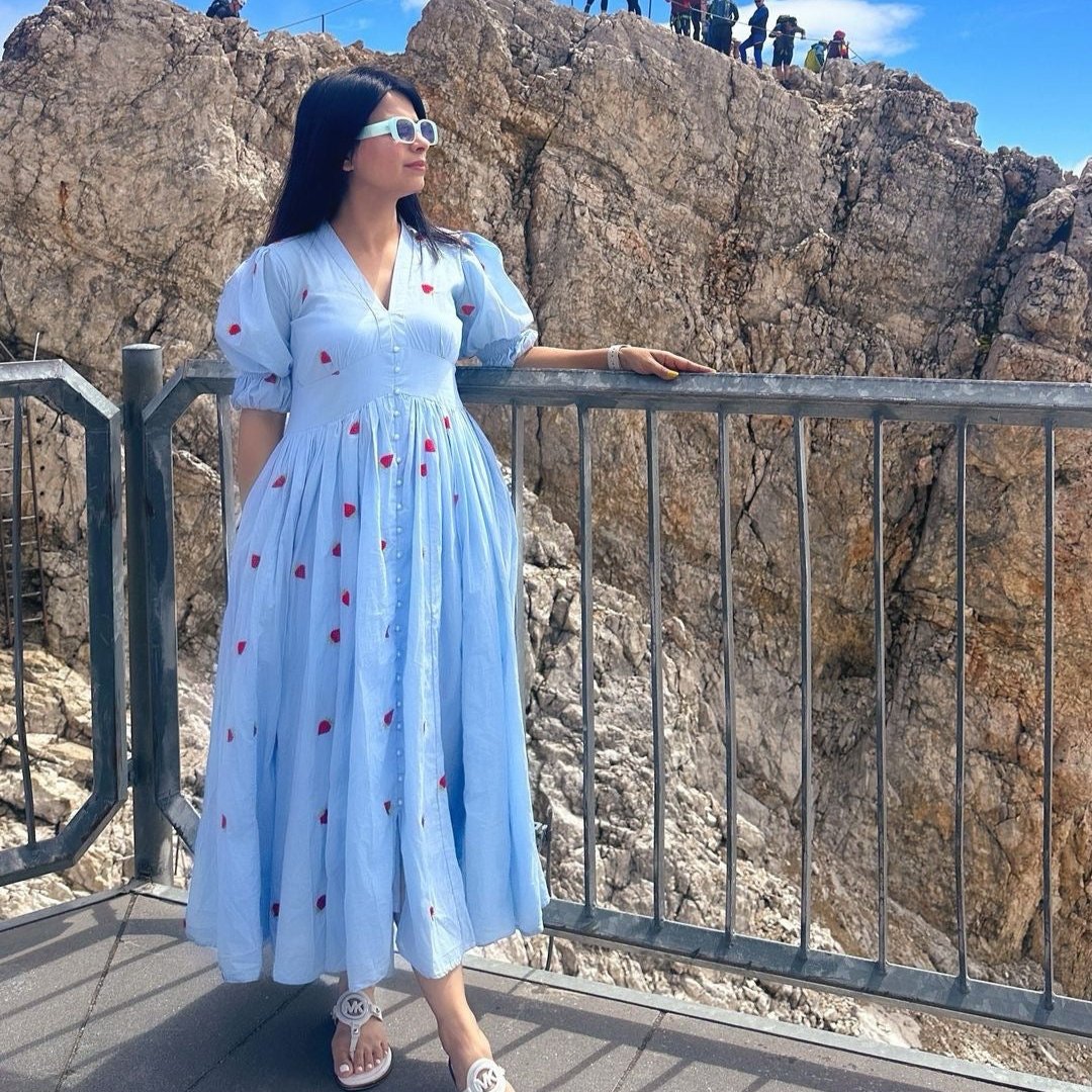 Bunaai Minty Marvel Embroidered Cotton Dress