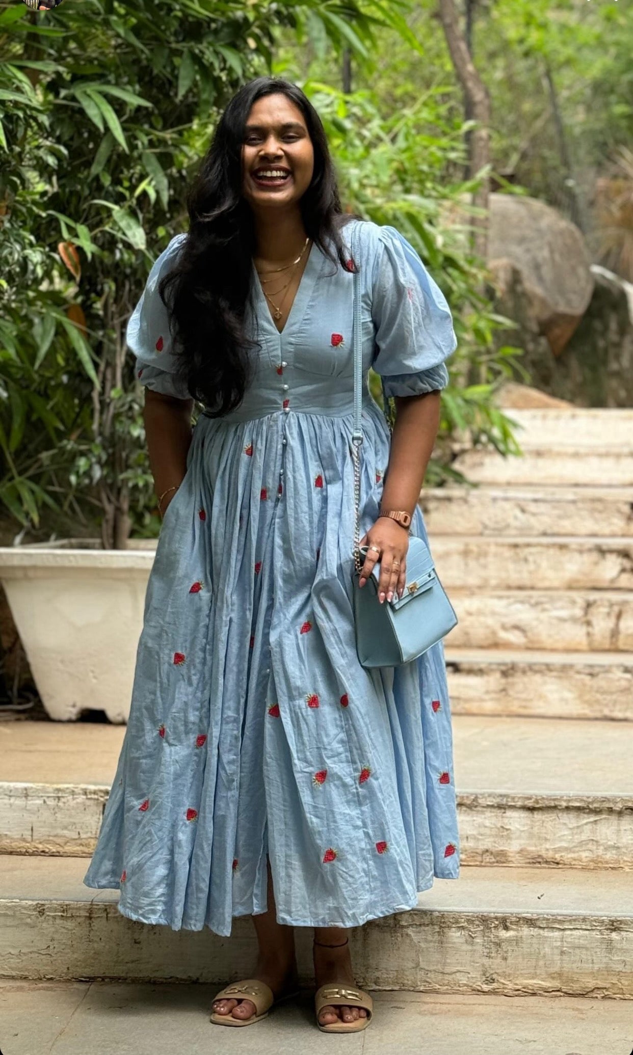 Bunaai Minty Marvel Embroidered Cotton Dress