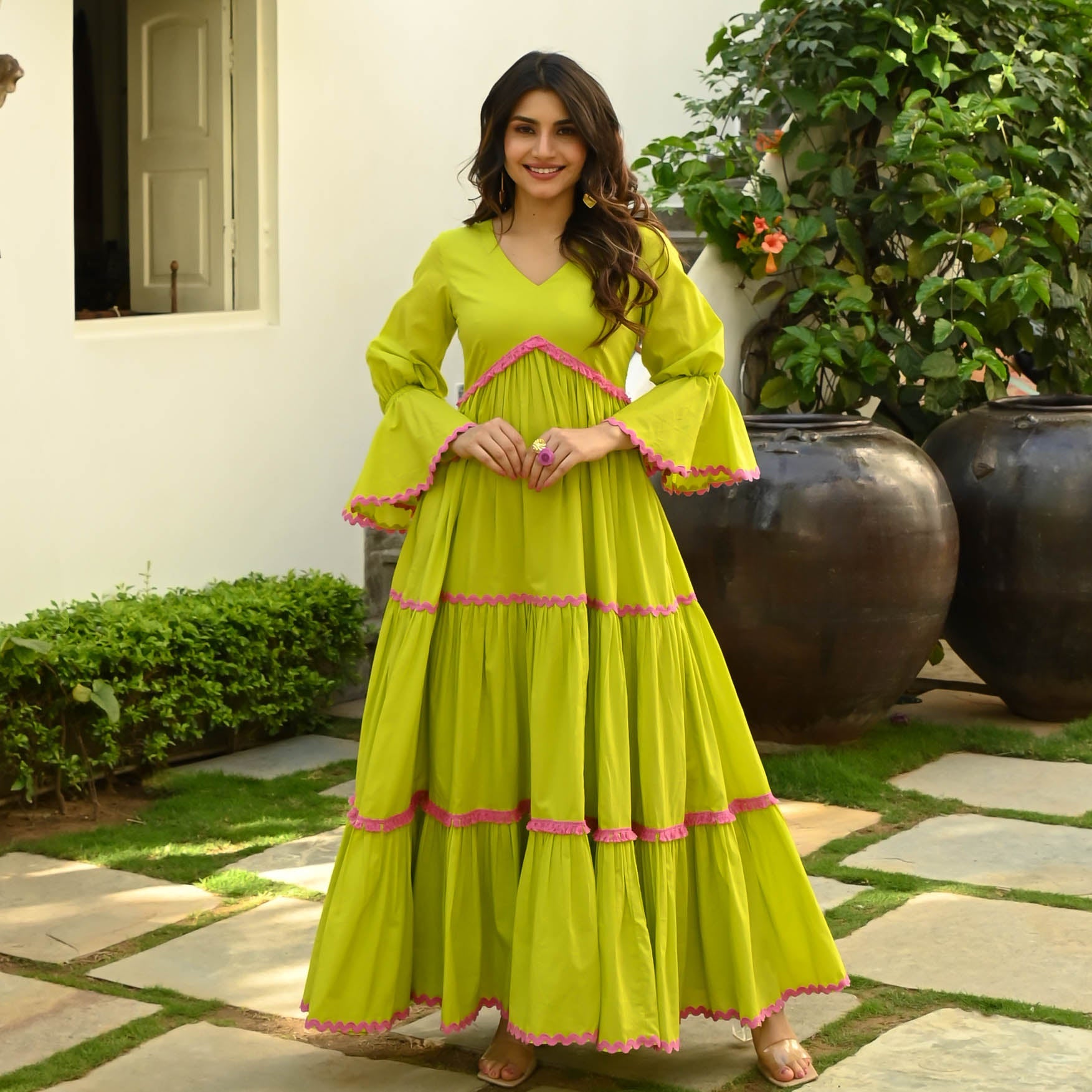 Bunaai TENDER GREEN COTTON DRESS