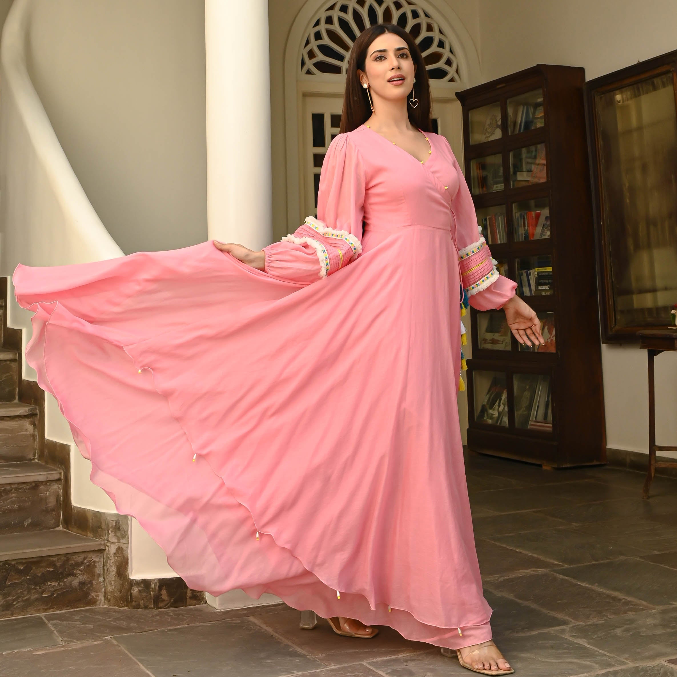 Bunaai Calm Pink Tassels Cotton Dress