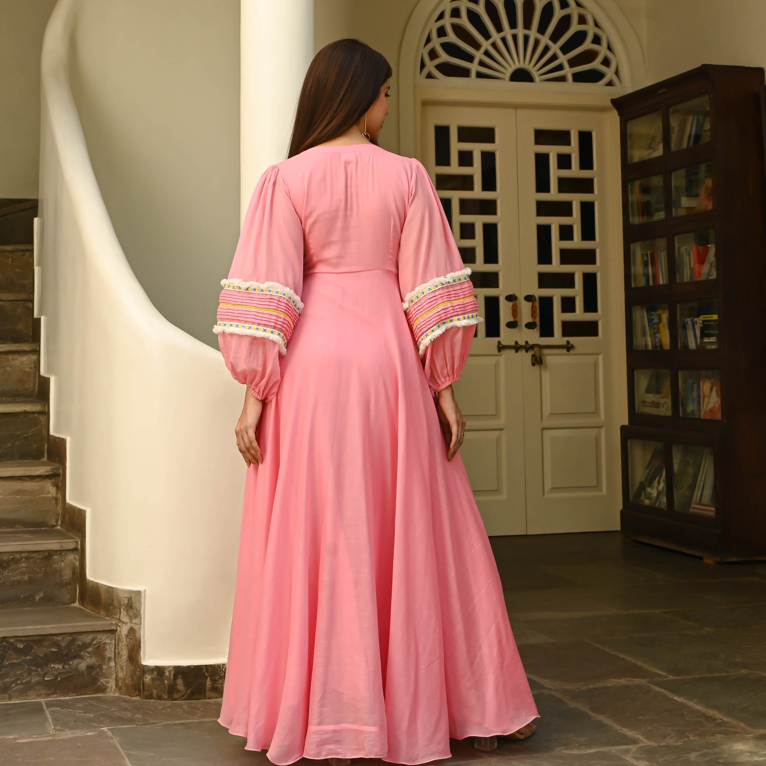 Bunaai Calm Pink Tassels Cotton Dress
