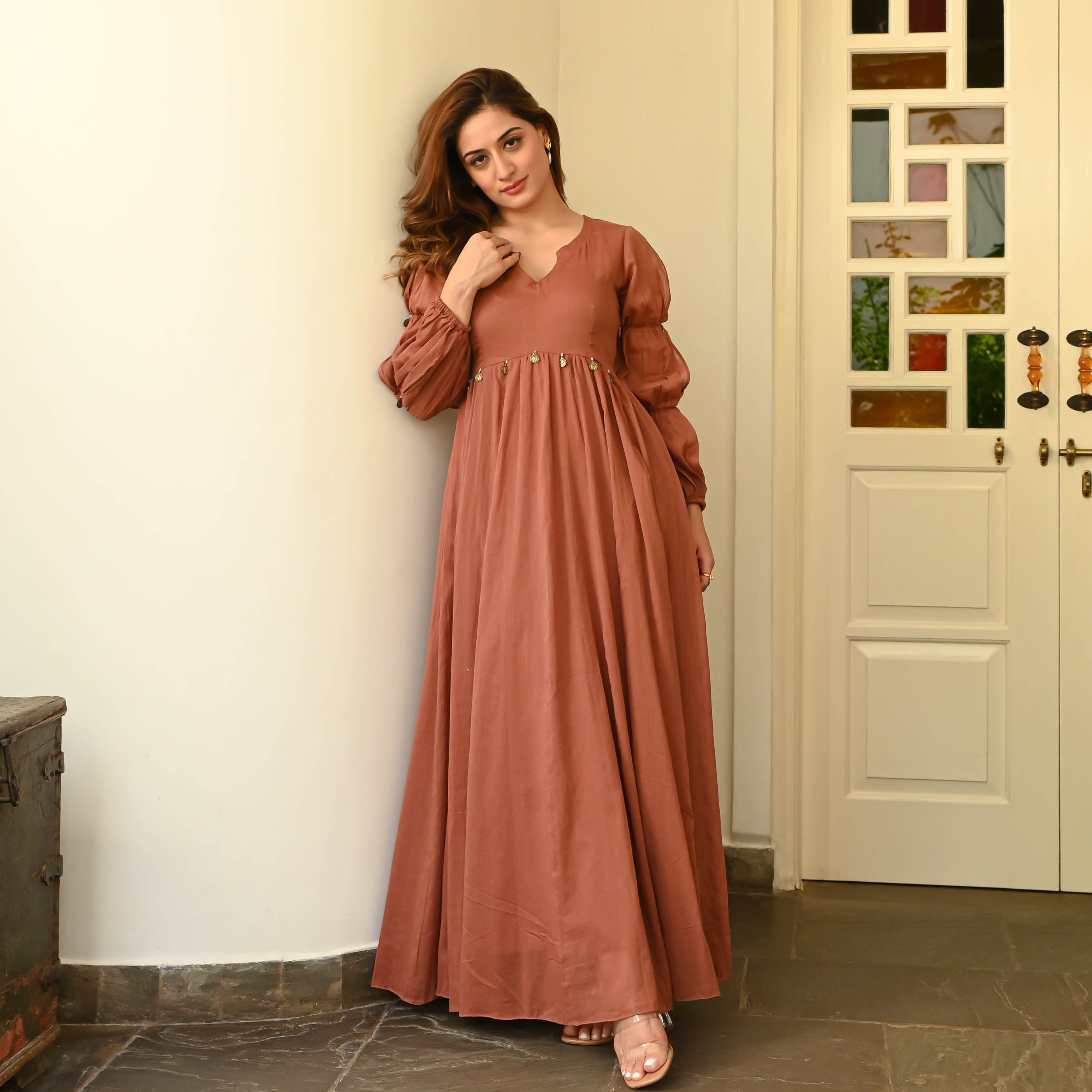 Brown Rust Cotton Dress
