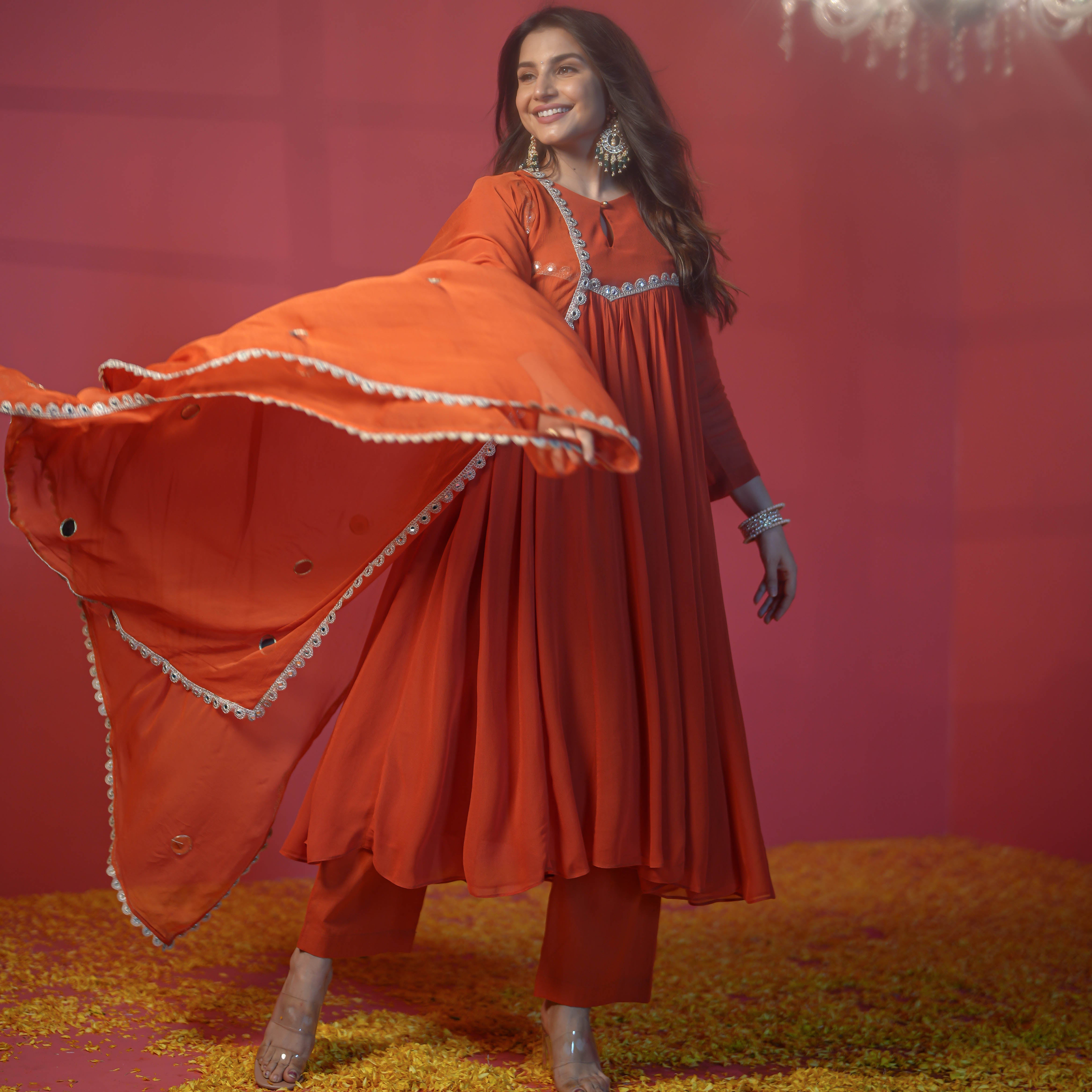 Bunaai Terracotta Orange Suit Set