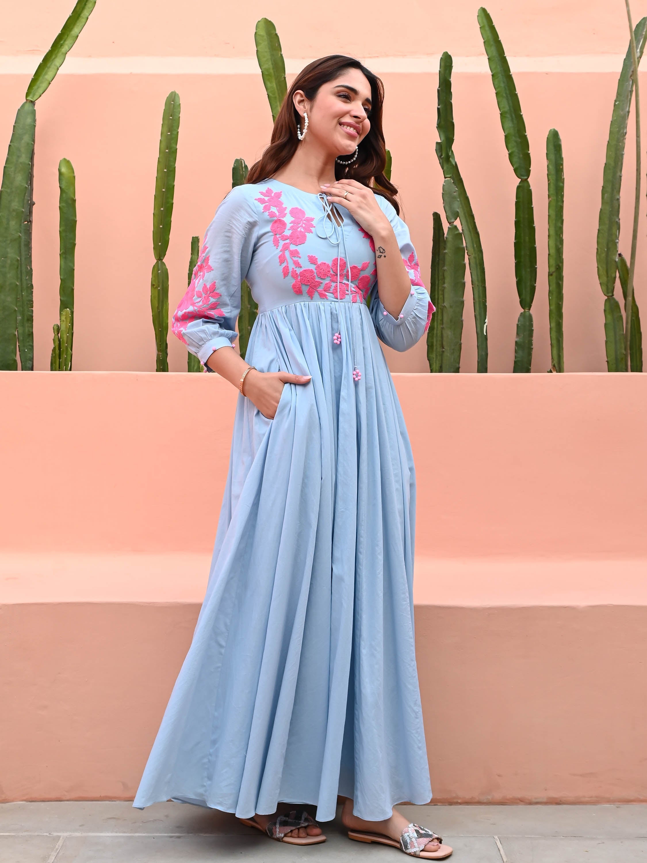 Dreamy Blue Embroidered Dress