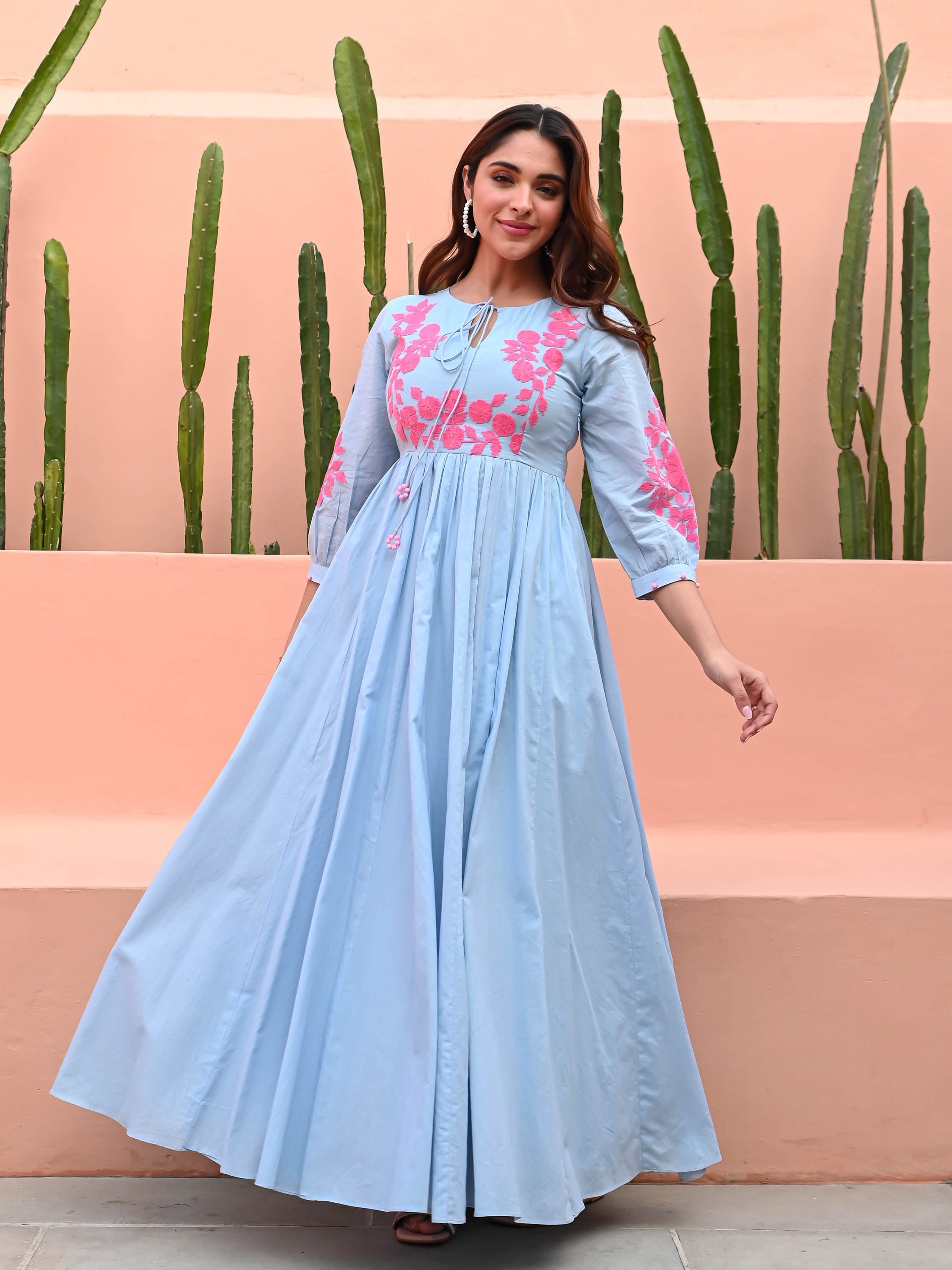 Dreamy Blue Embroidered Dress