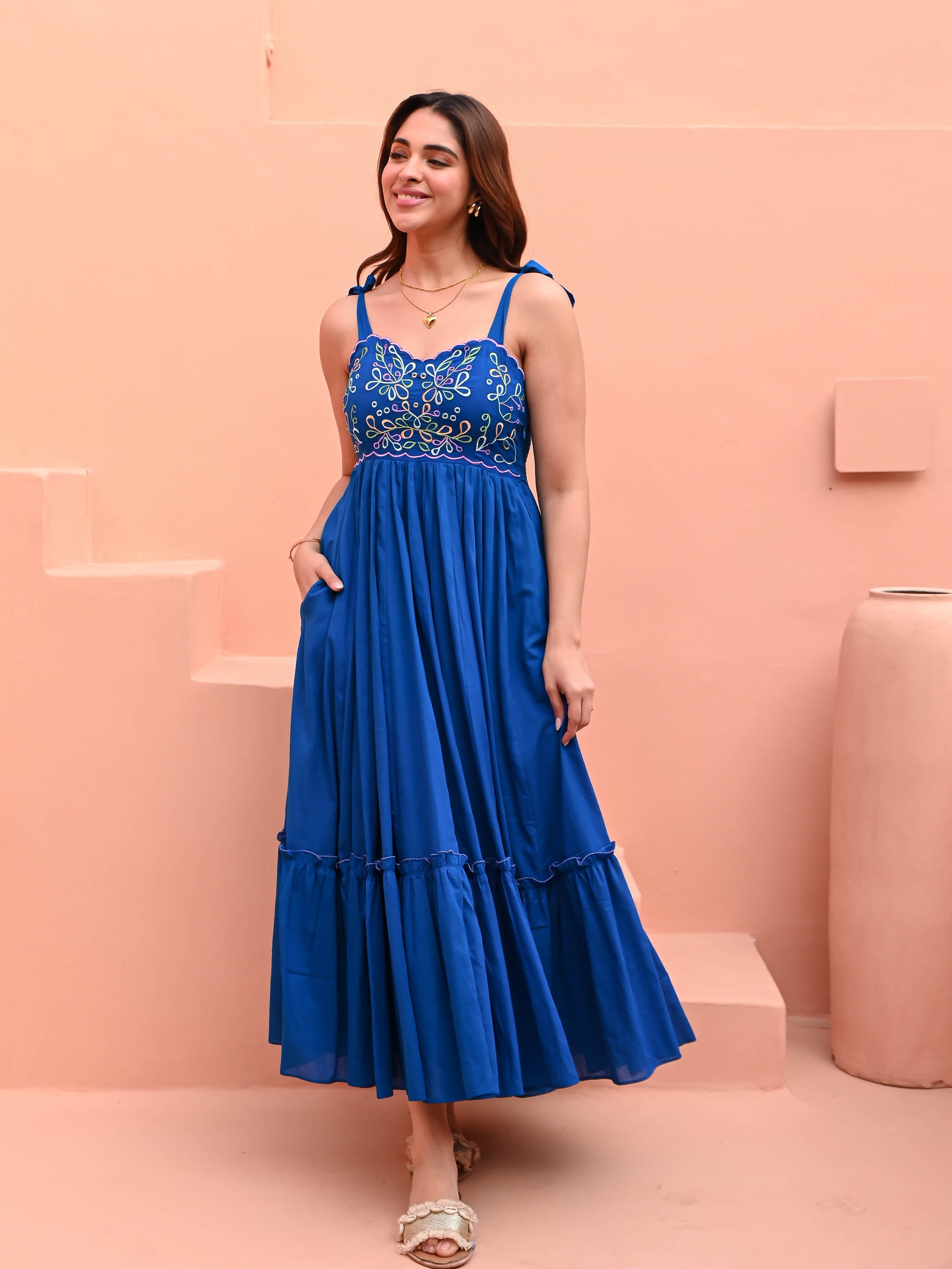 Dazzling Blue Cotton Dress