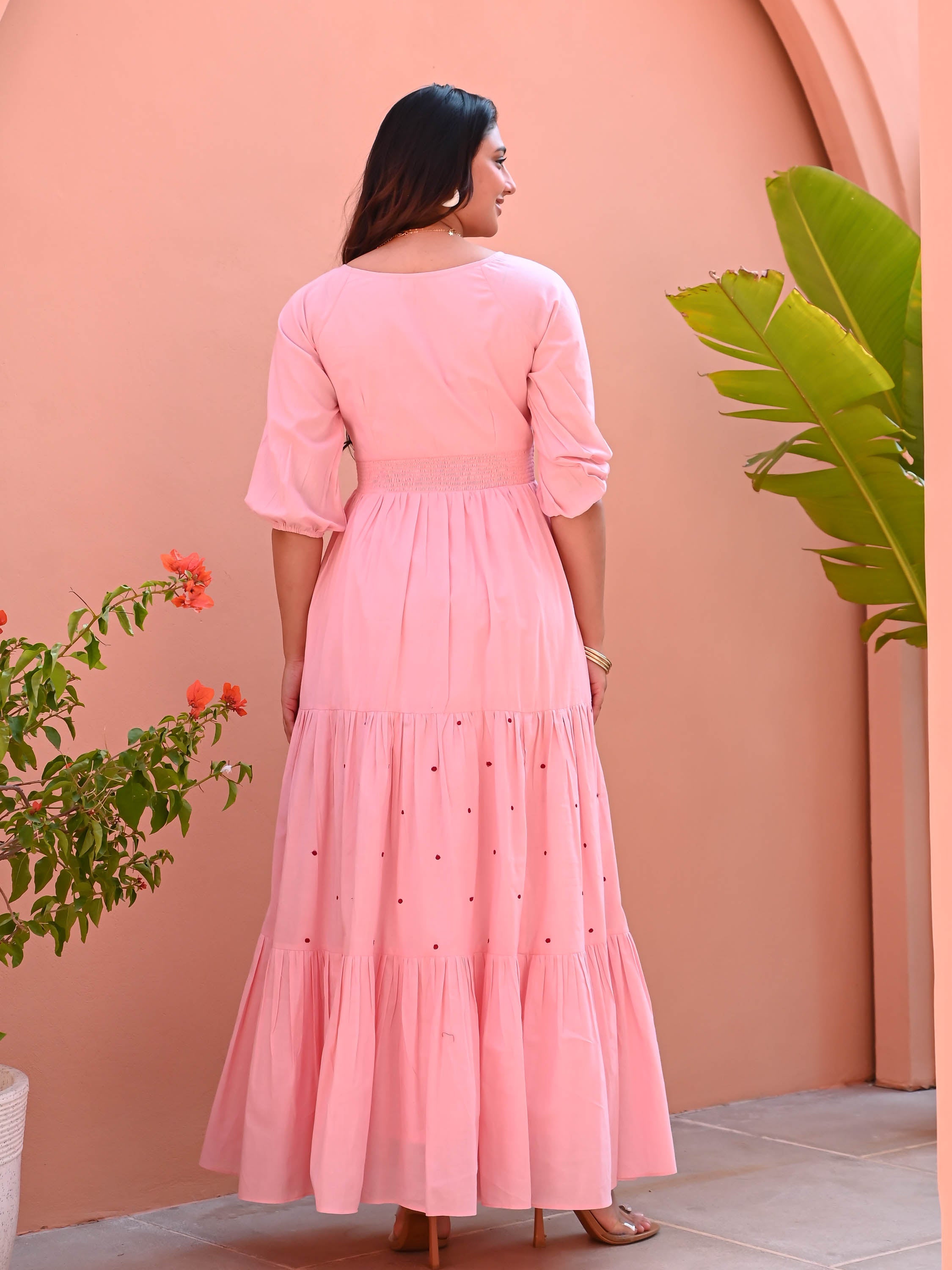 Apricot Blush Cotton Dress