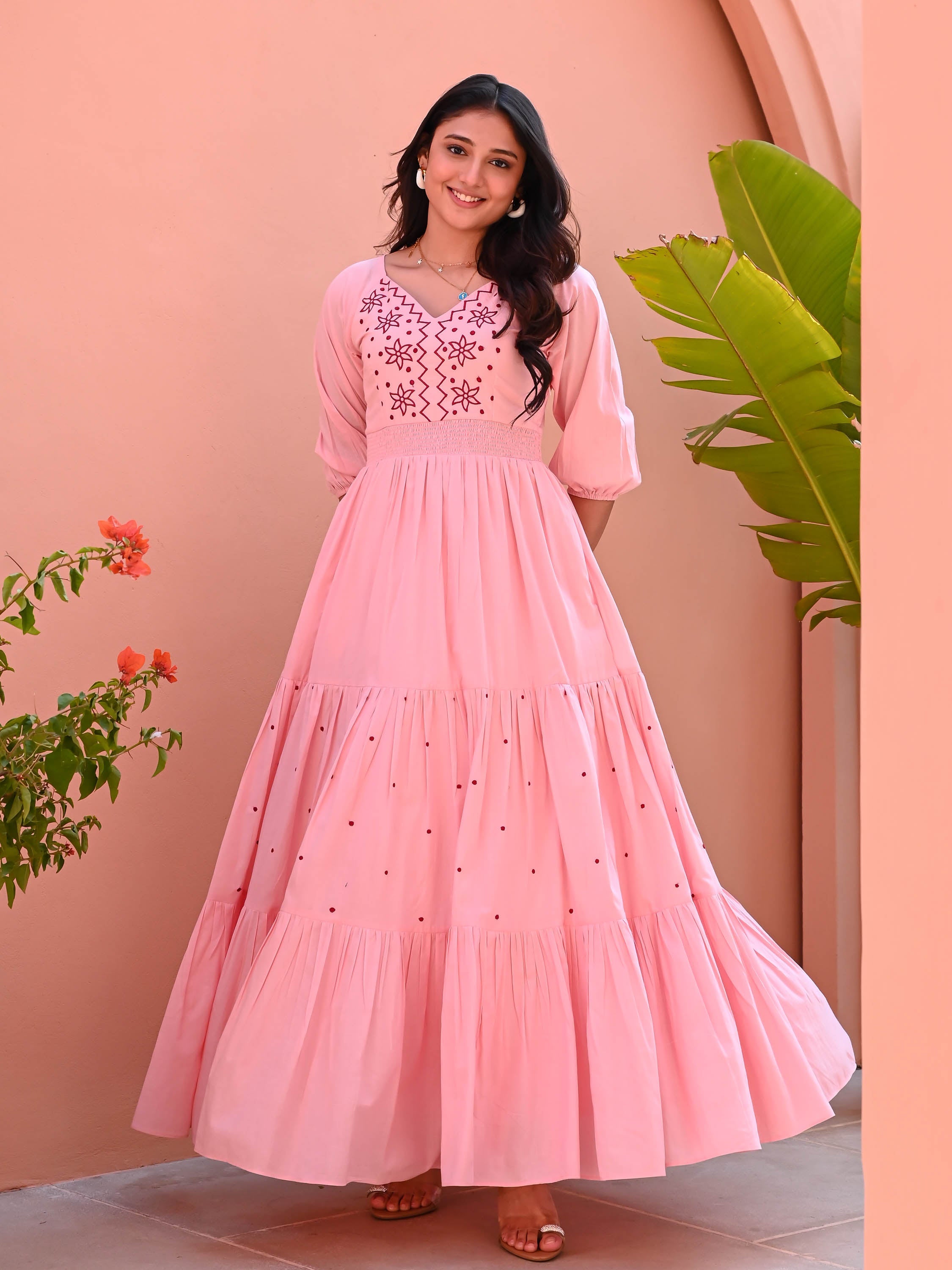 Apricot Blush Cotton Dress