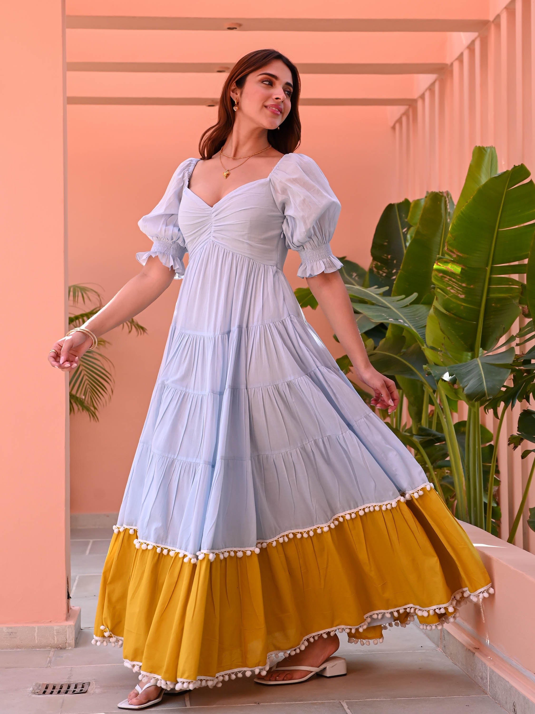 Blue Mustard Cotton Dress