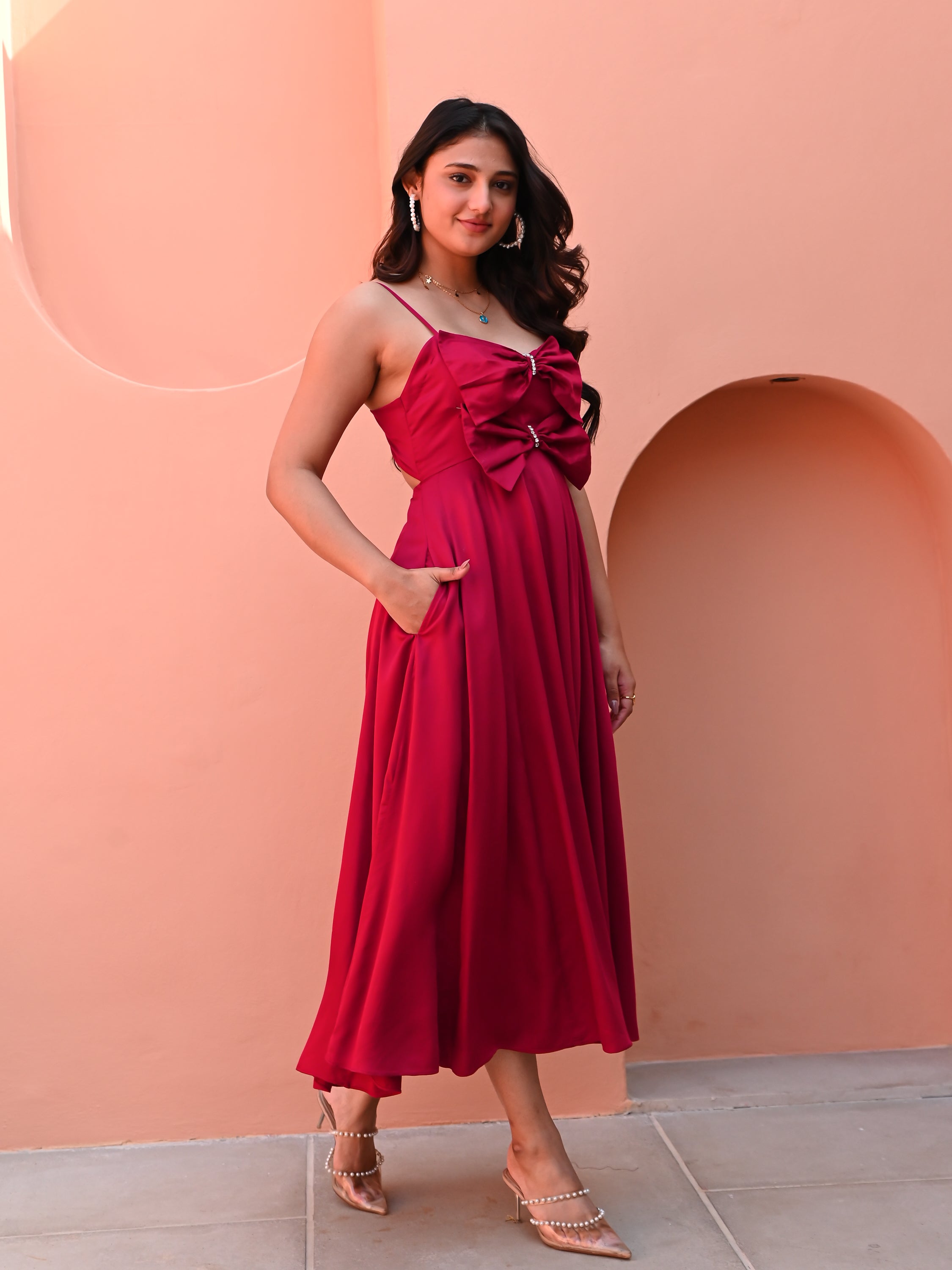 Elegant Maroon Evening Dress