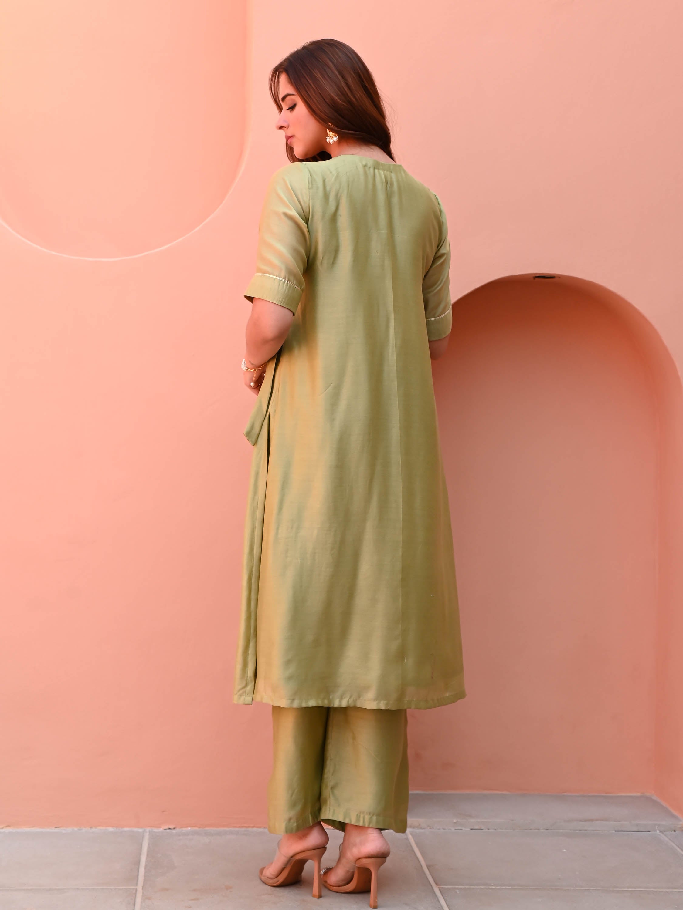 Light Green Silk Kurta Set