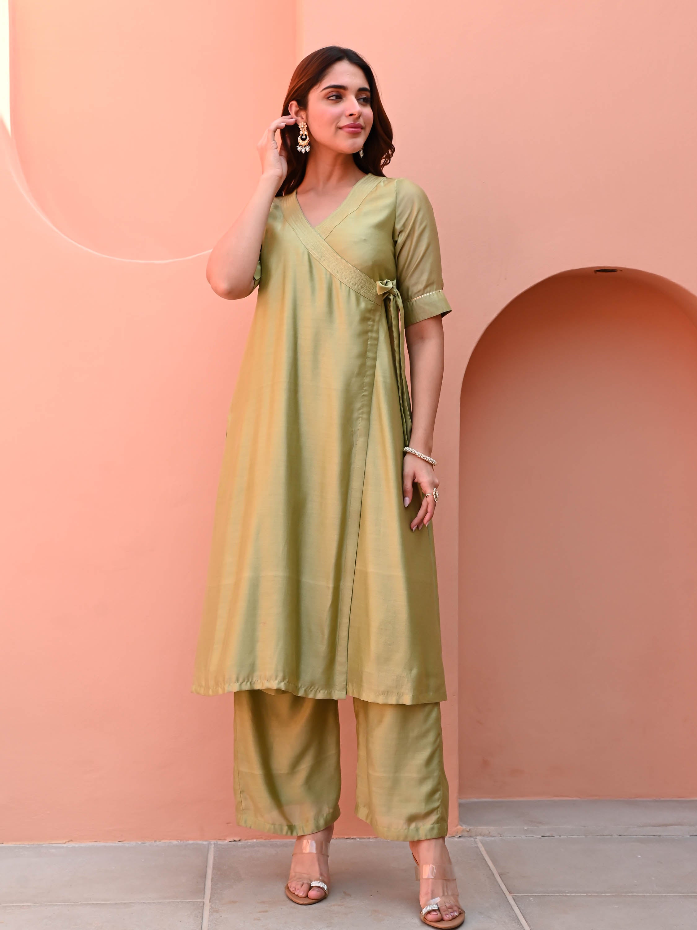 Light Green Silk Kurta Set