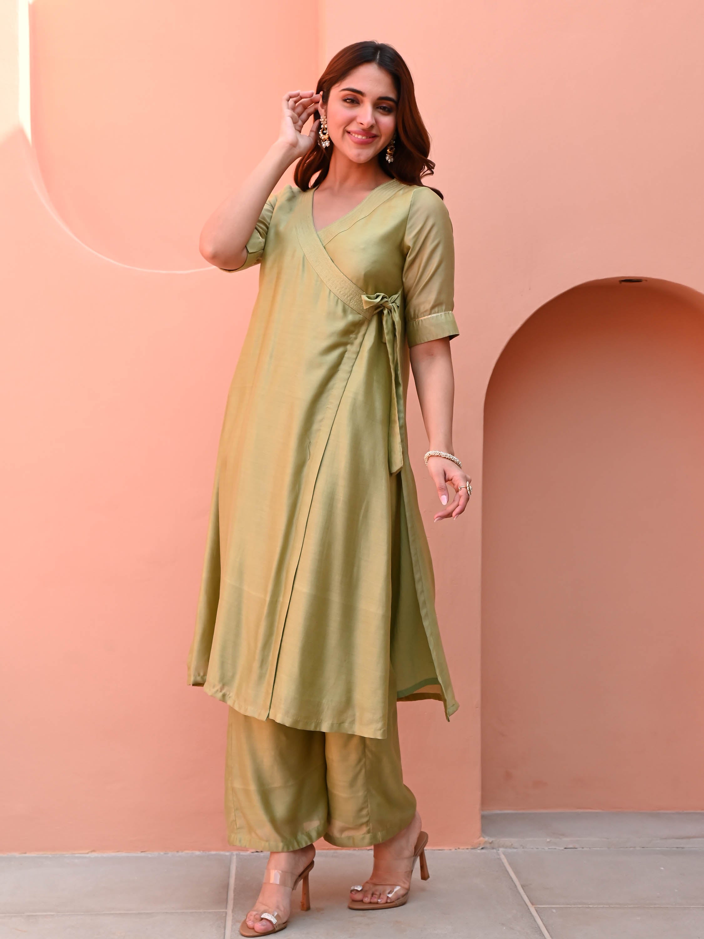 Light Green Silk Kurta Set