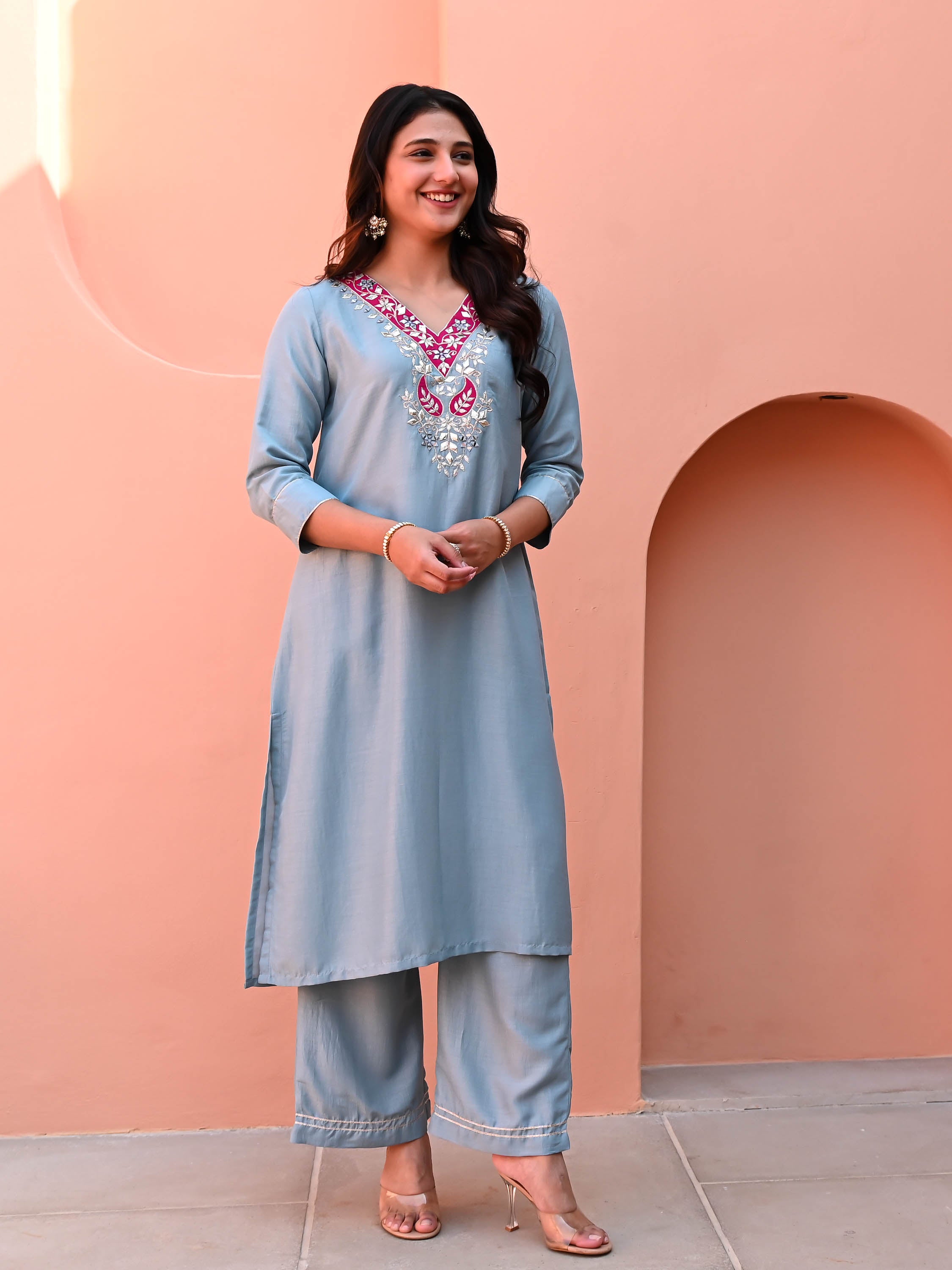 Galaxy Blue Silk Kurta Set