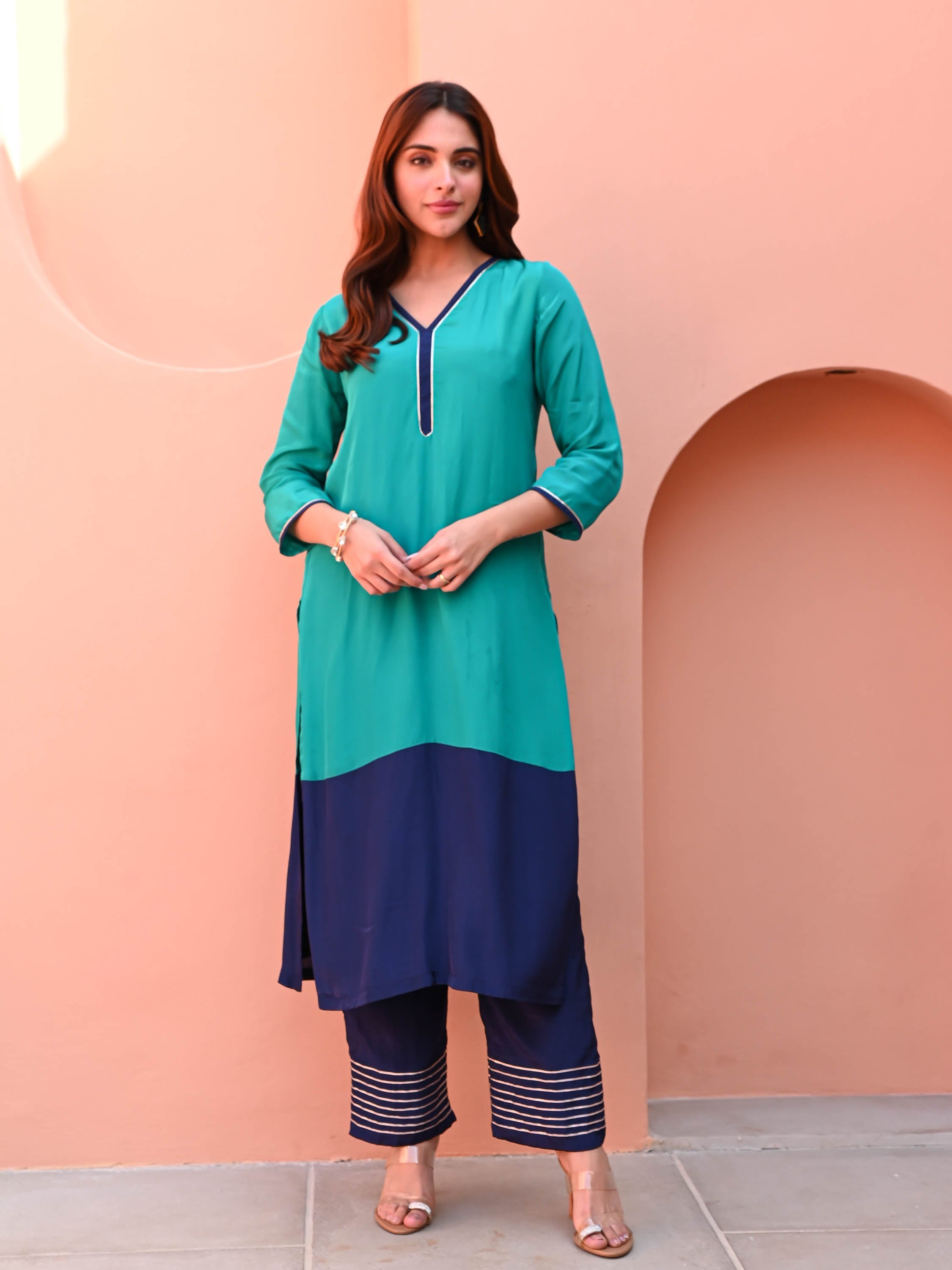 Sky Bright Silk Kurta Set