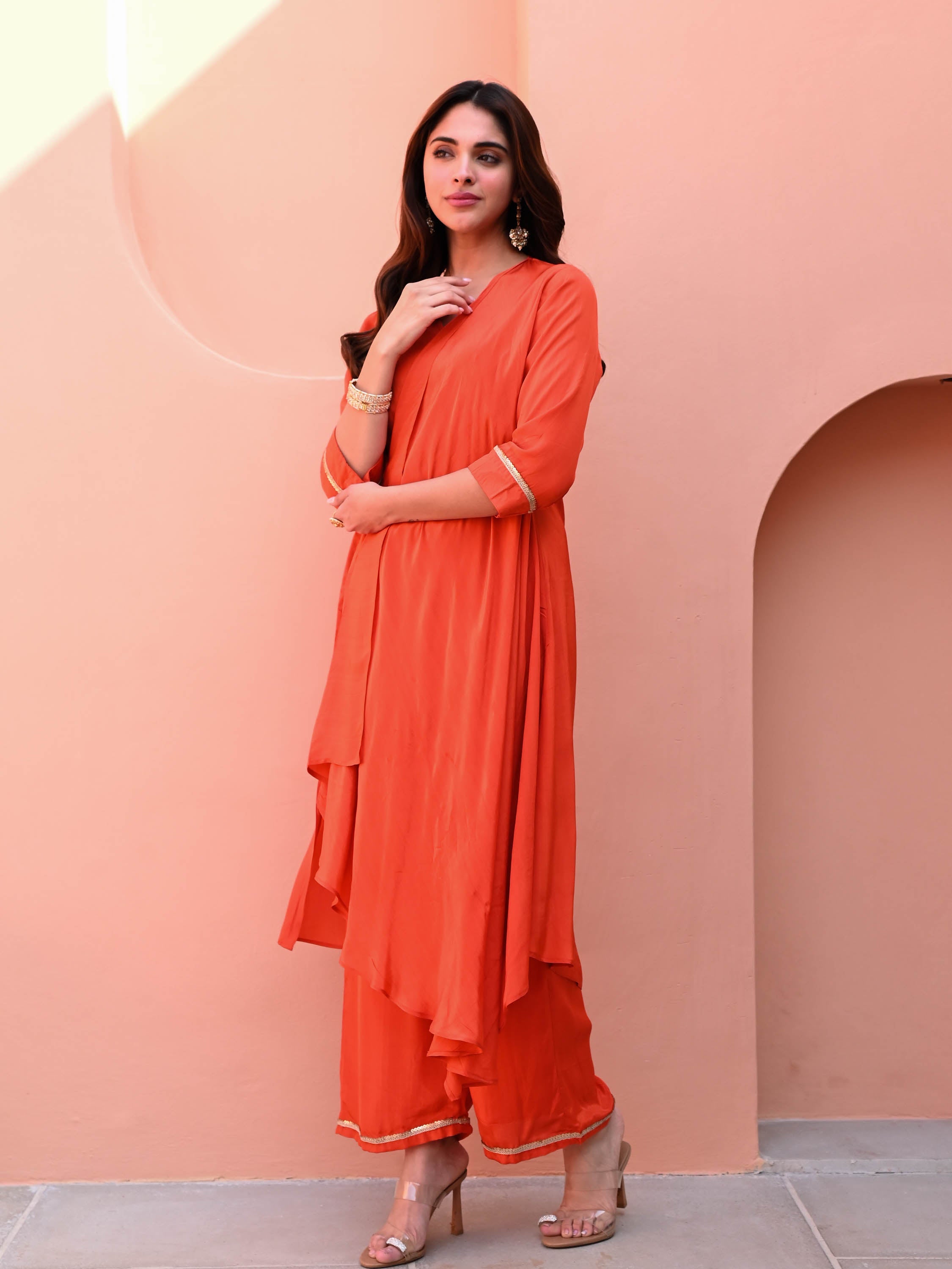 Orange Matching Kurta Set