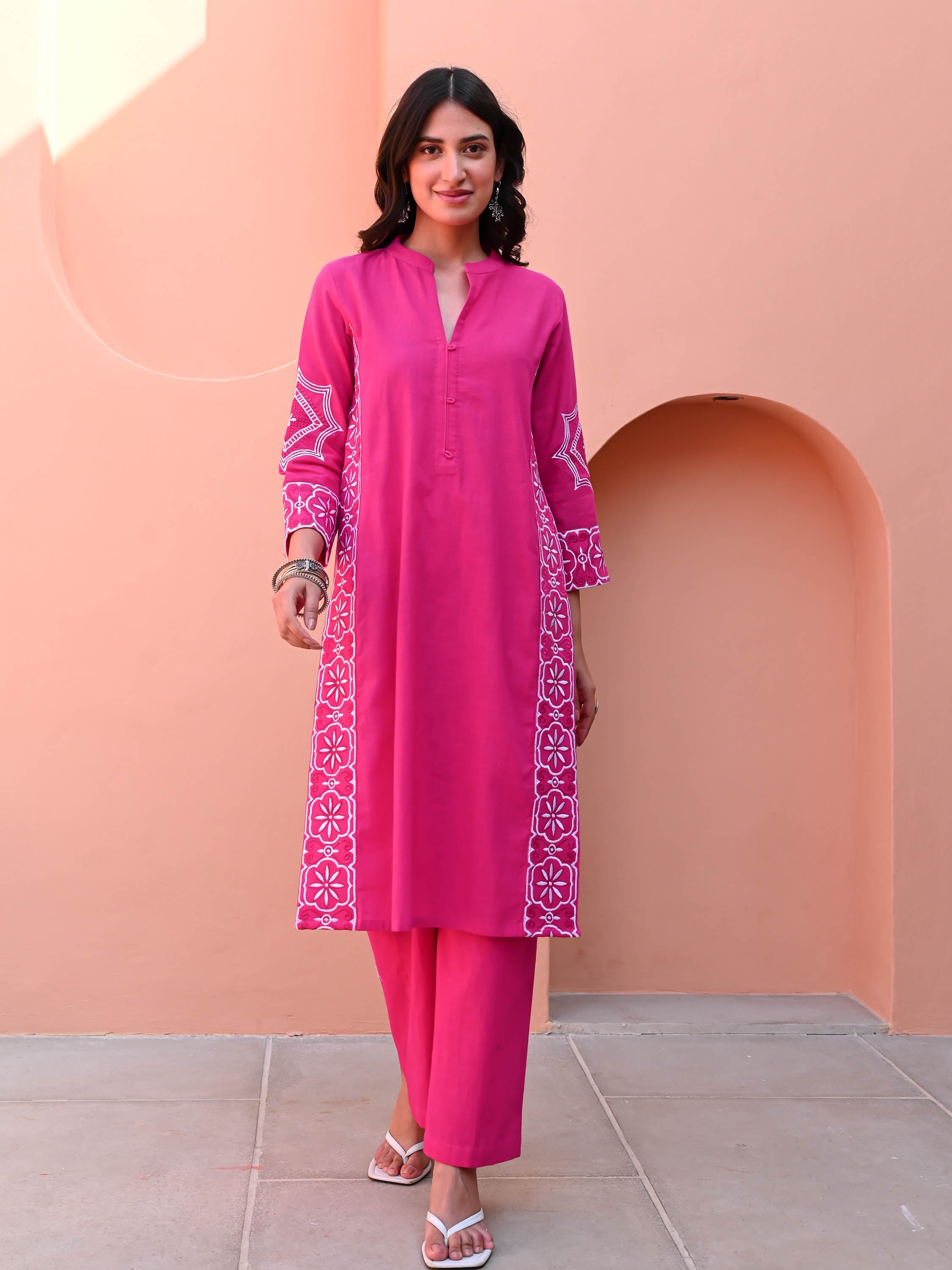 Aurora Pink Cotton Kurta Set