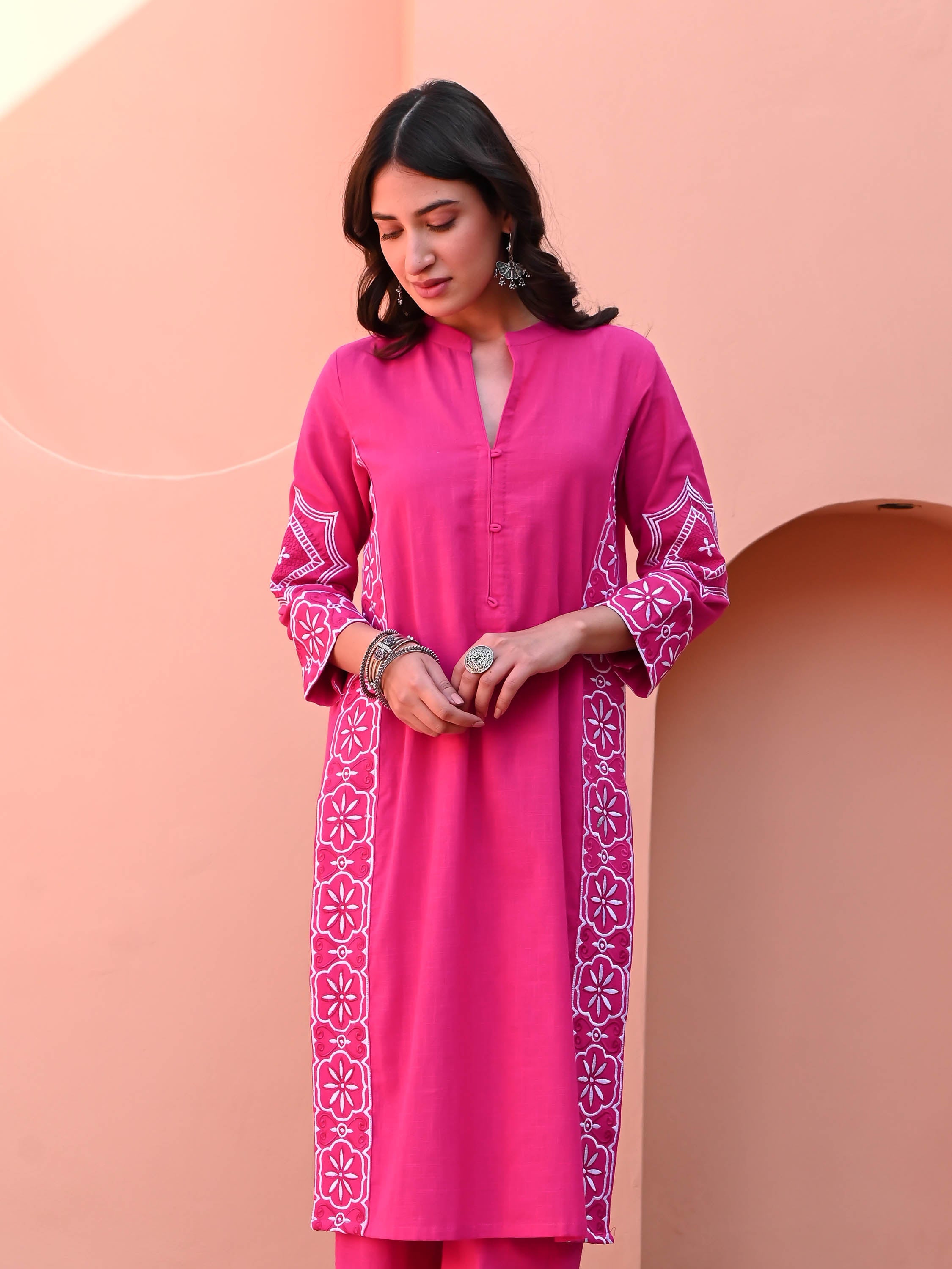 Aurora Pink Cotton Kurta Set
