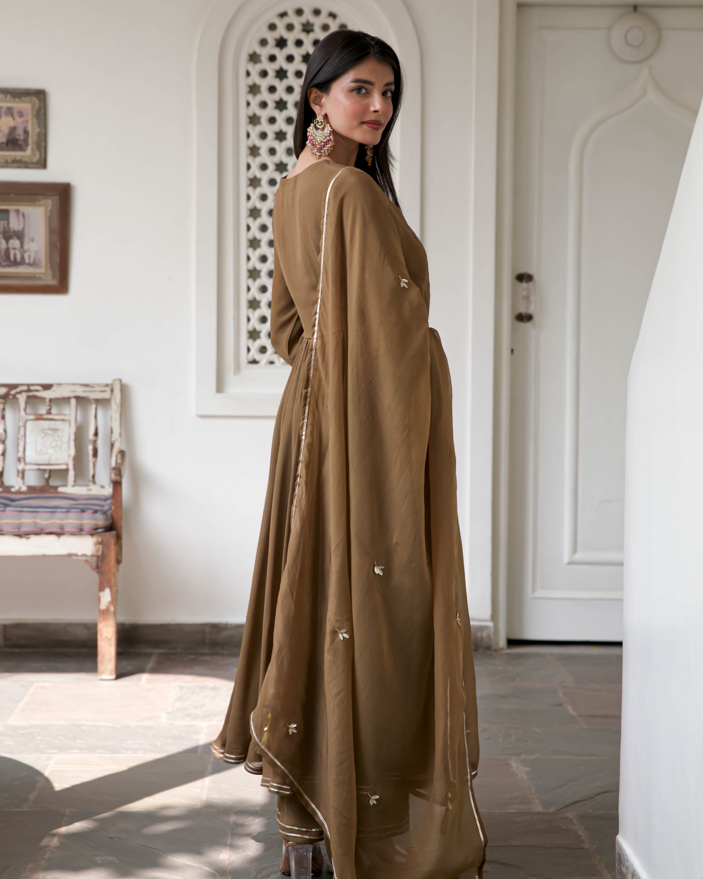 Brown Georgette Suit Set