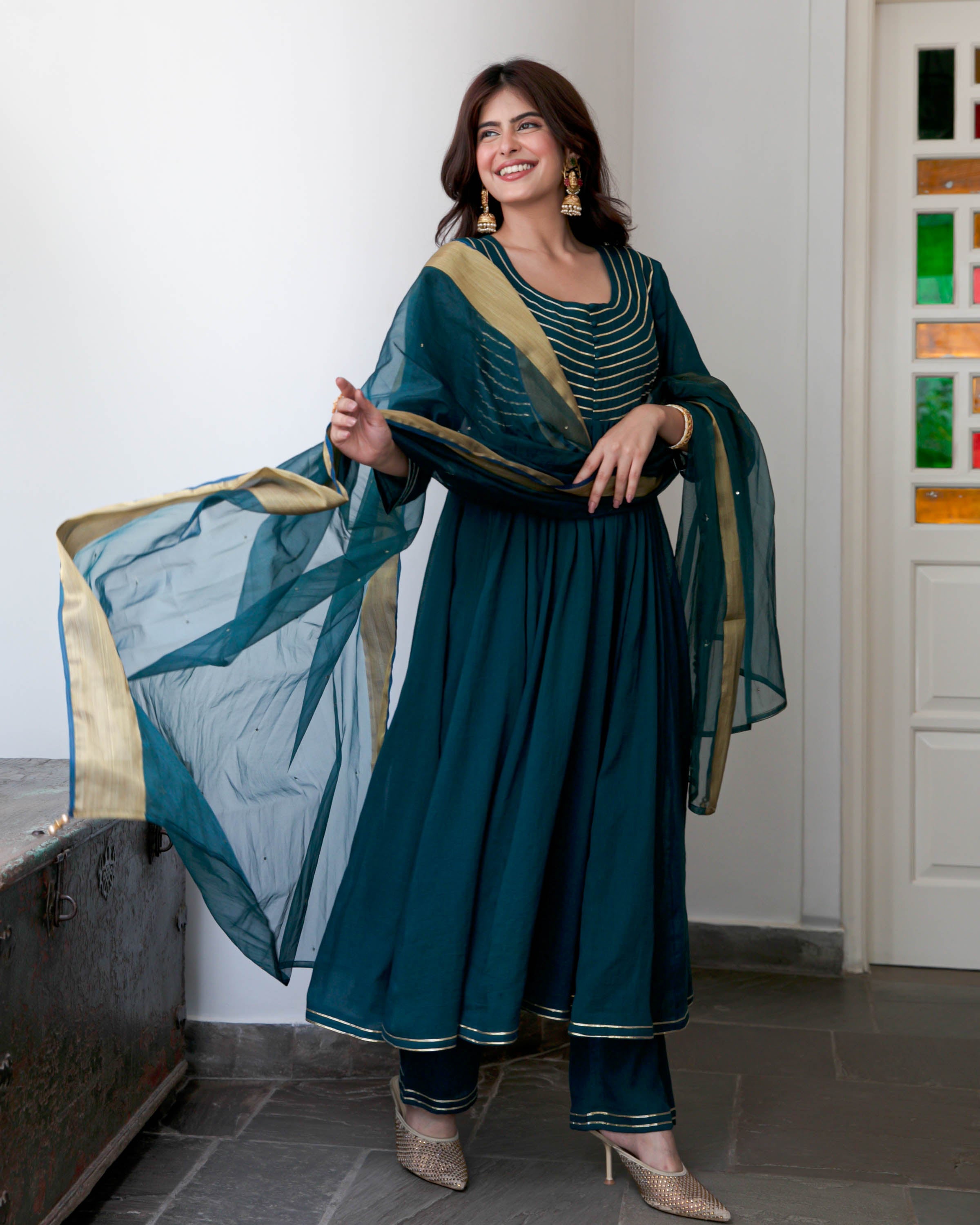 Teal Green  Cotton Suit Set