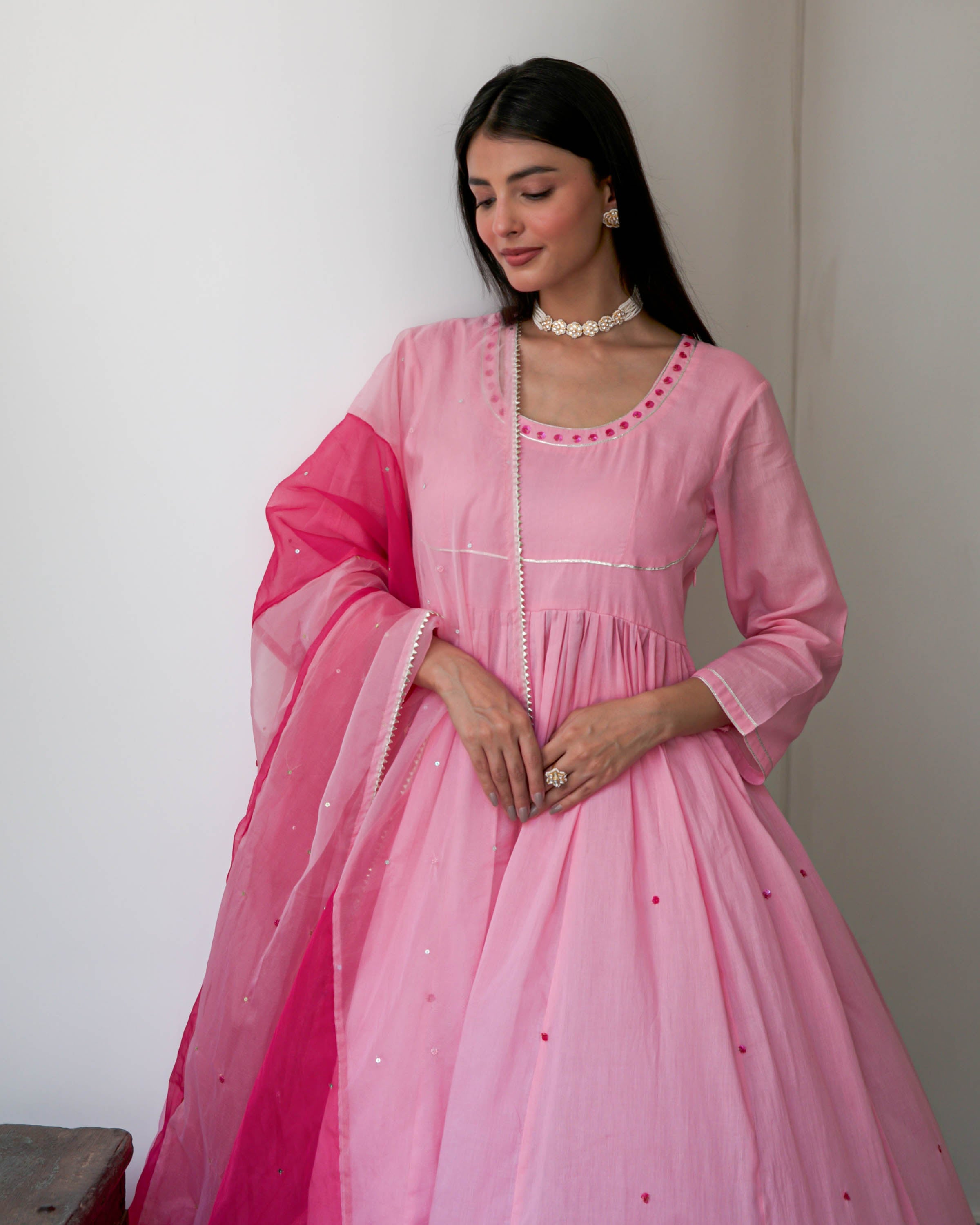 Shaded Pink Cotton Suit Set