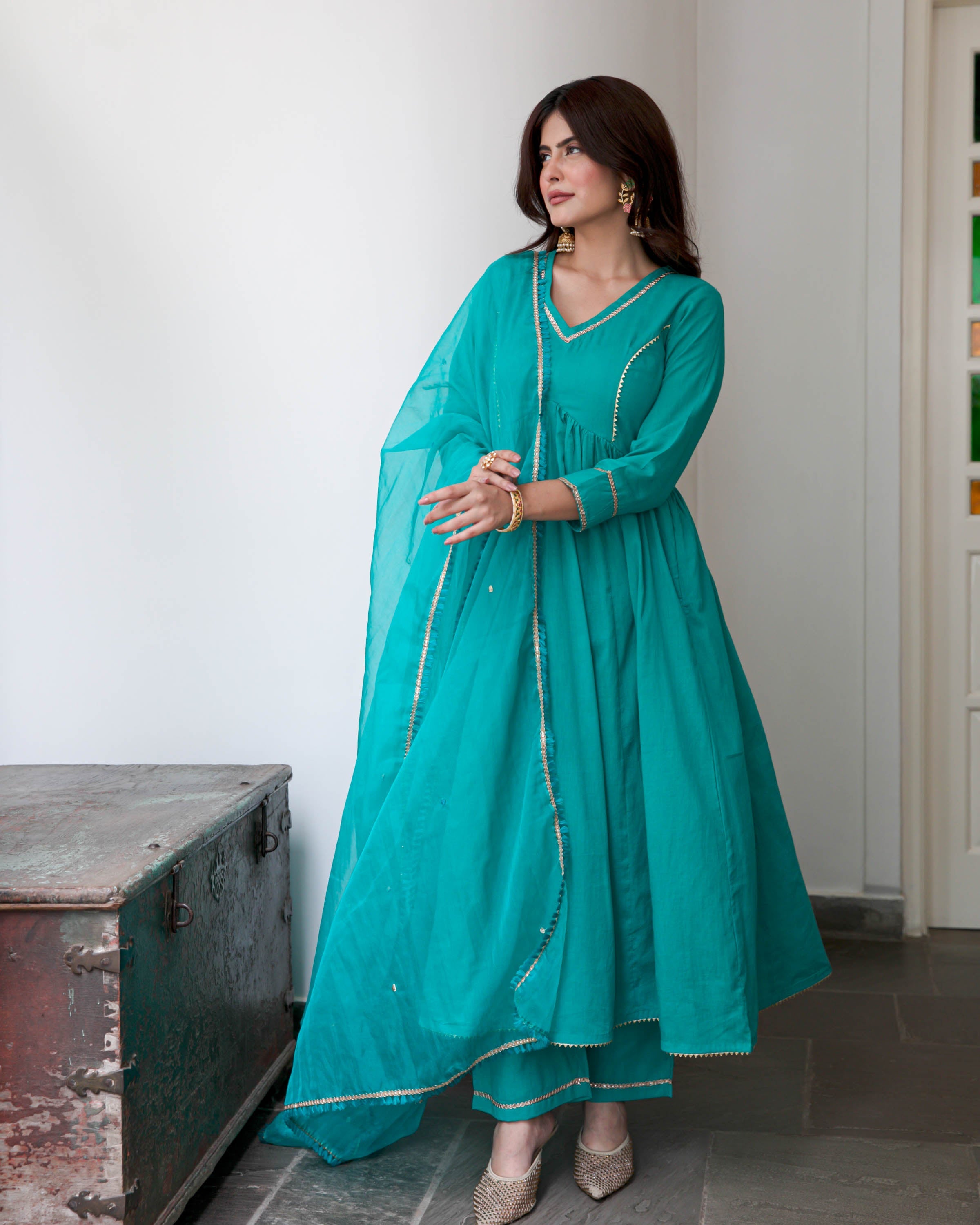 Seagreen Cotton Suit Set