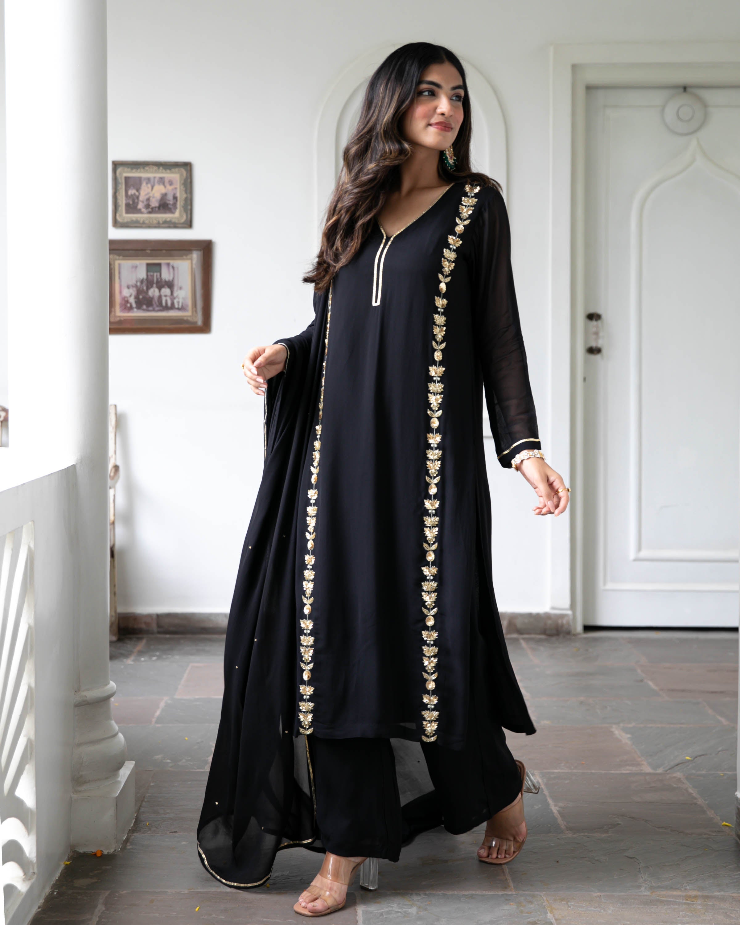 Black Hand Embroideres Suit Set