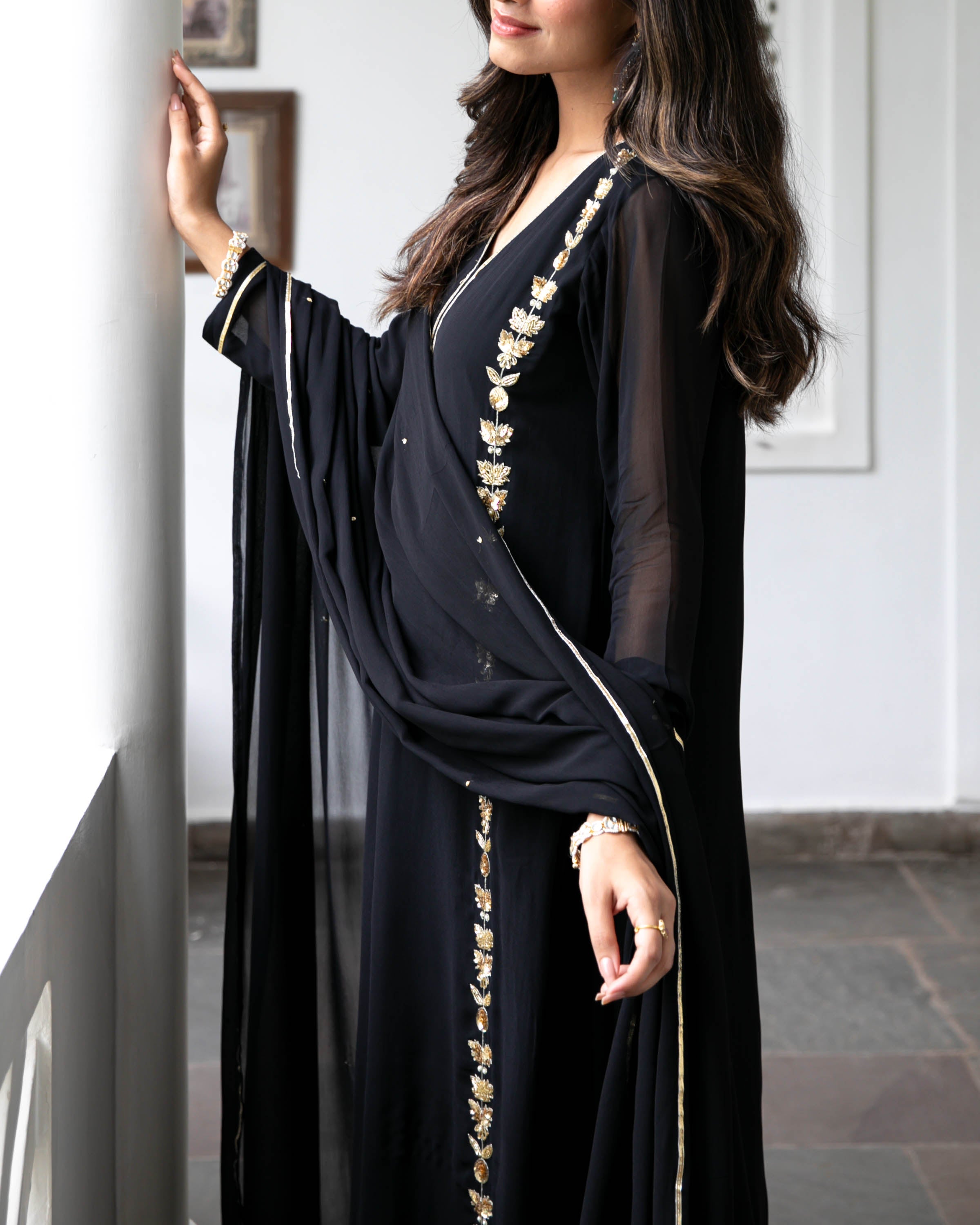 Black Hand Embroideres Suit Set