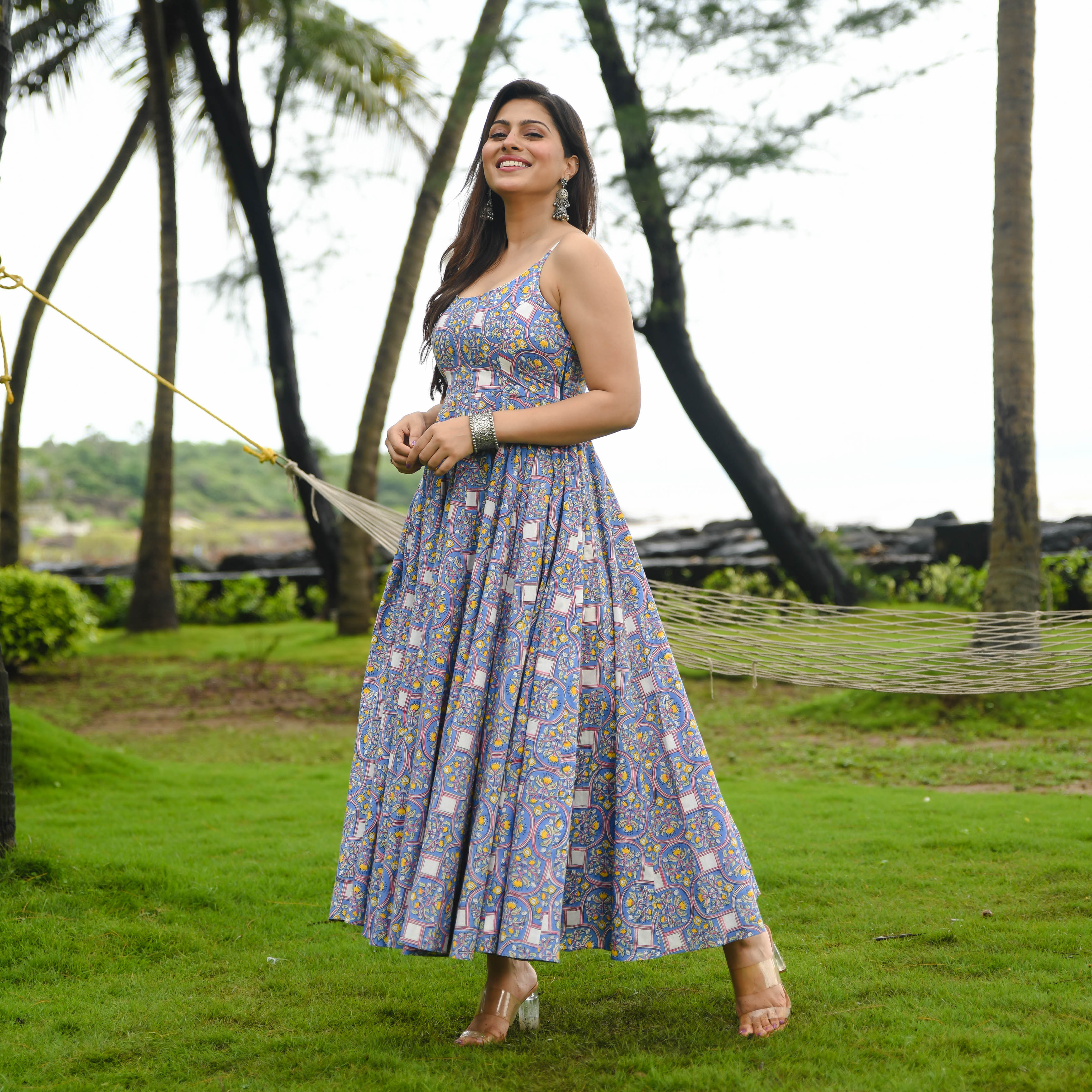 Bunaai Baleine Blue Printed Cotton Dress