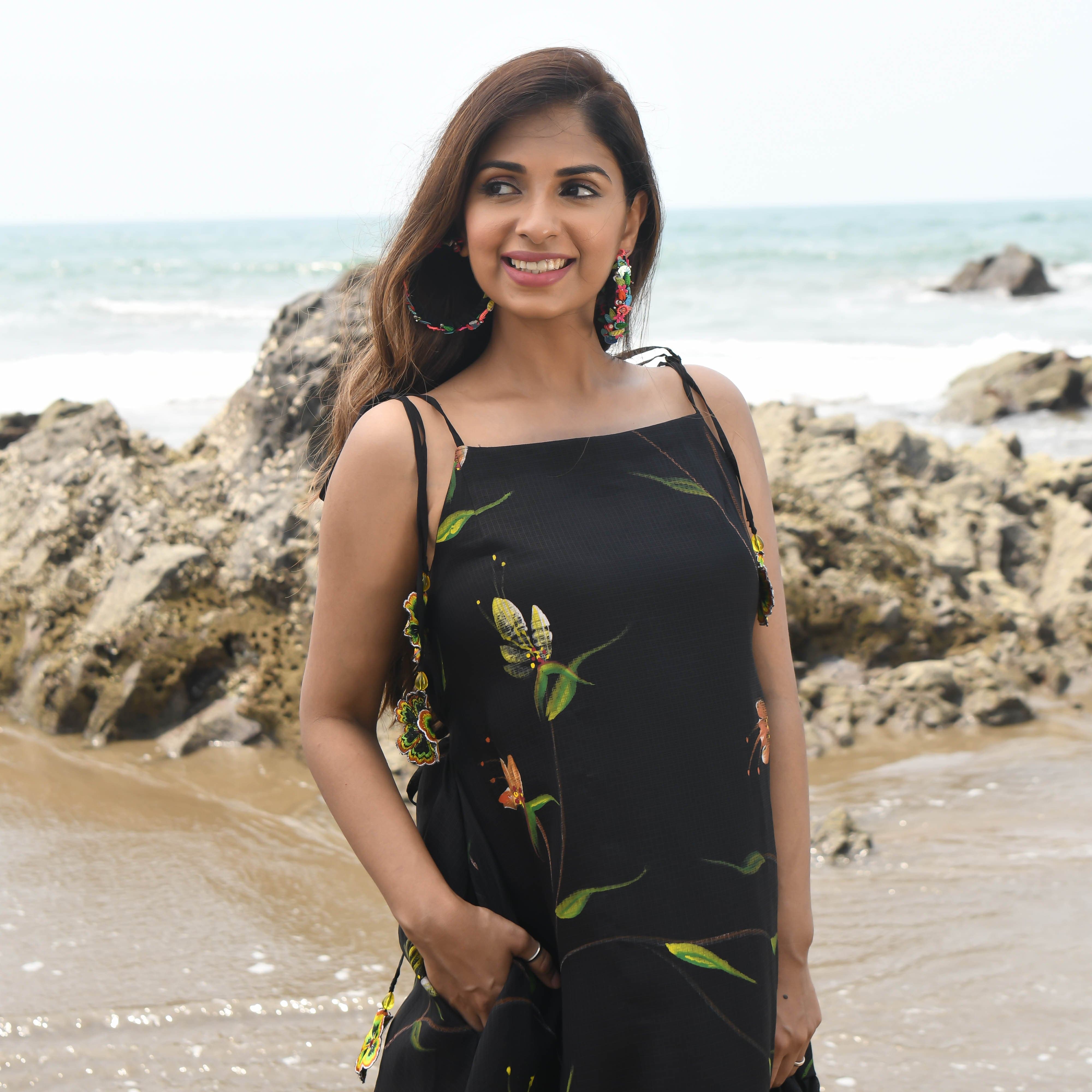 Bunaai Raven Handpainted Doriya Dress