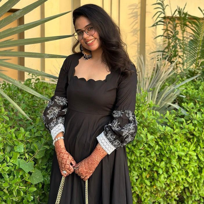 Bunaai BLACK IRISH EMBROIDERED COTTON DRESS