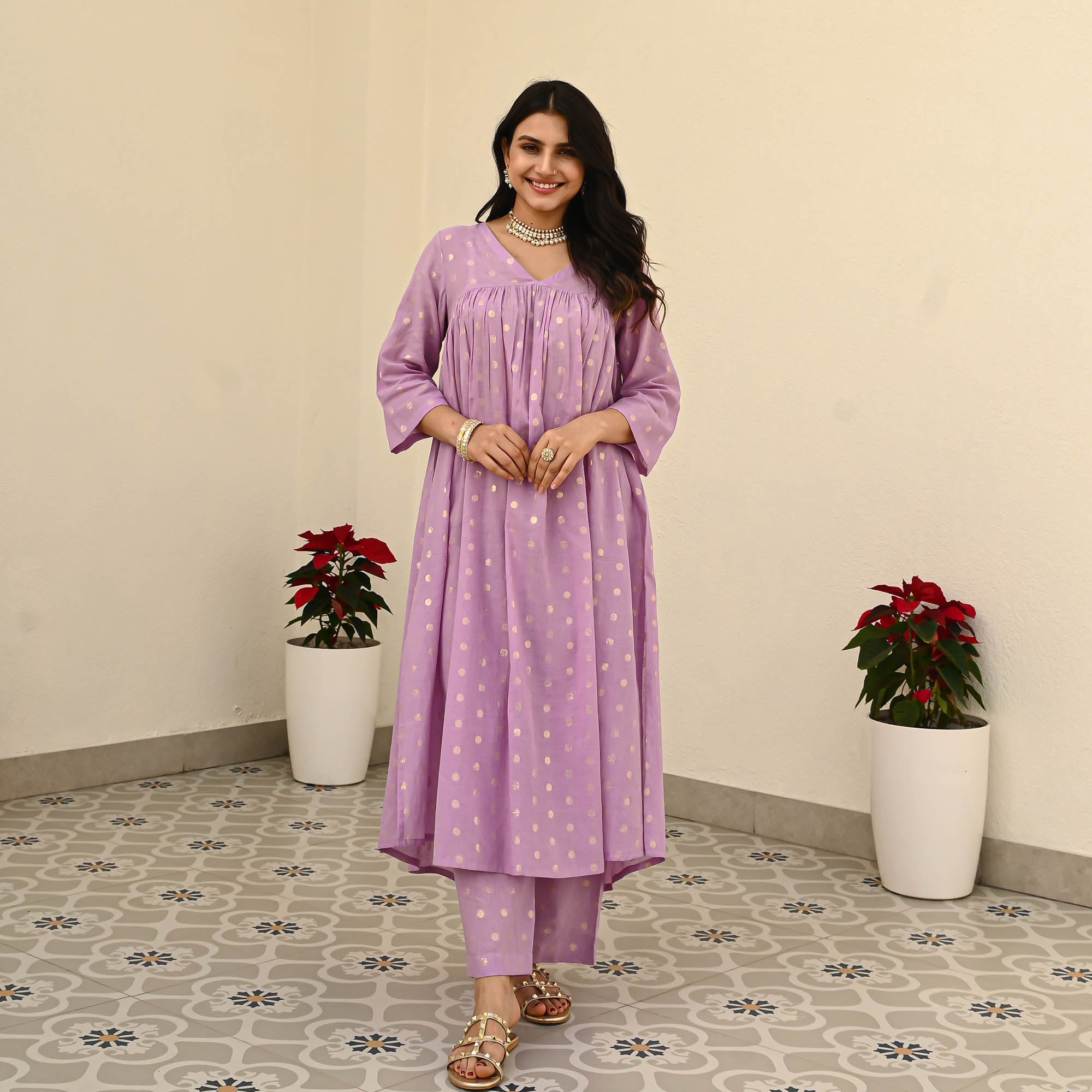 Bunaai Rosebloom Cotton Lurex Coord Set