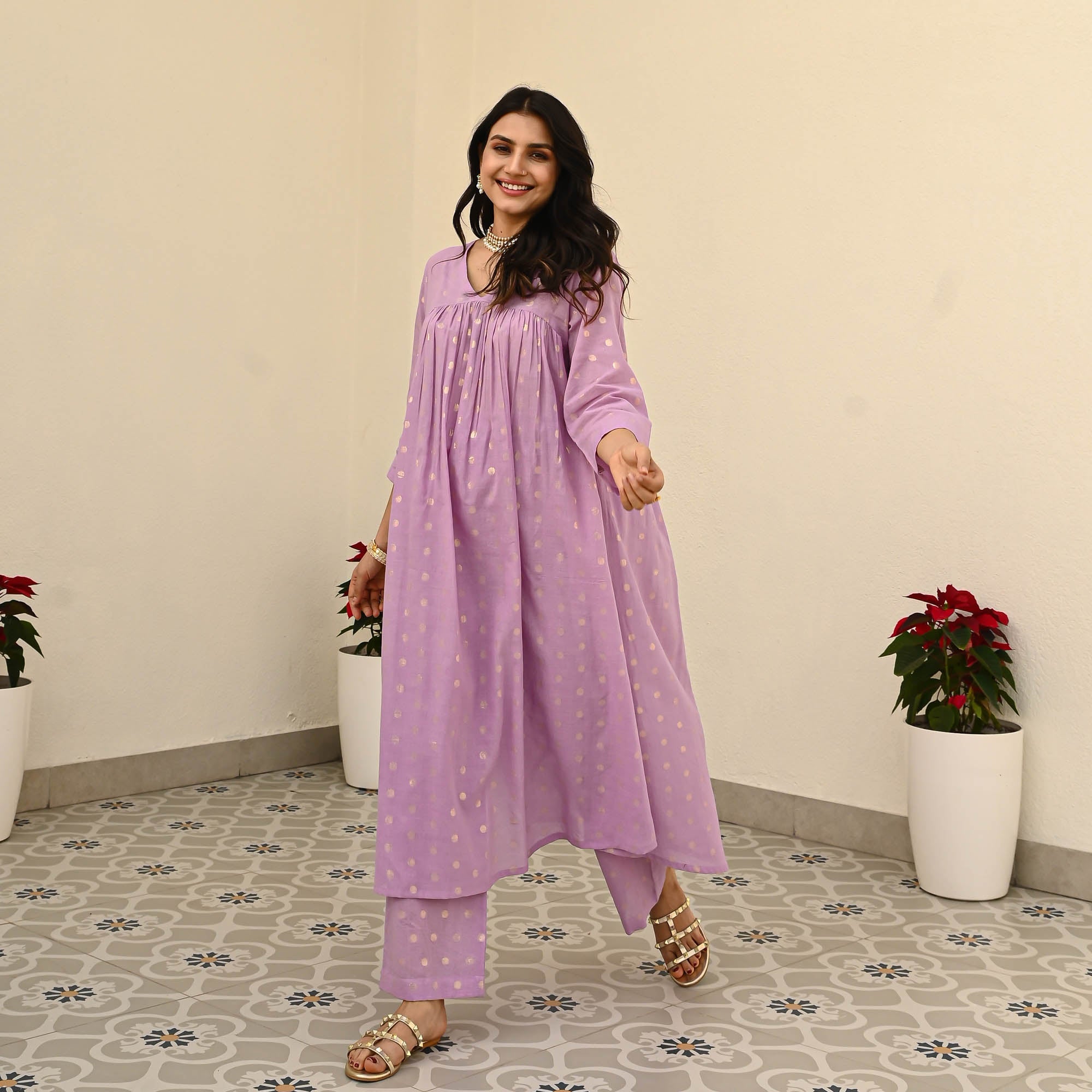 Bunaai Rosebloom Cotton Lurex Coord Set