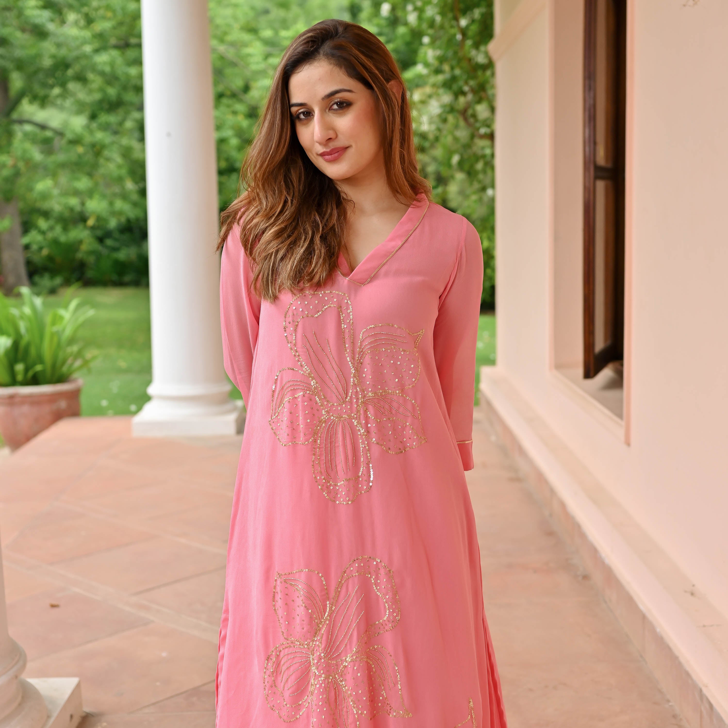 Blush Glow Georgette Kurta Set