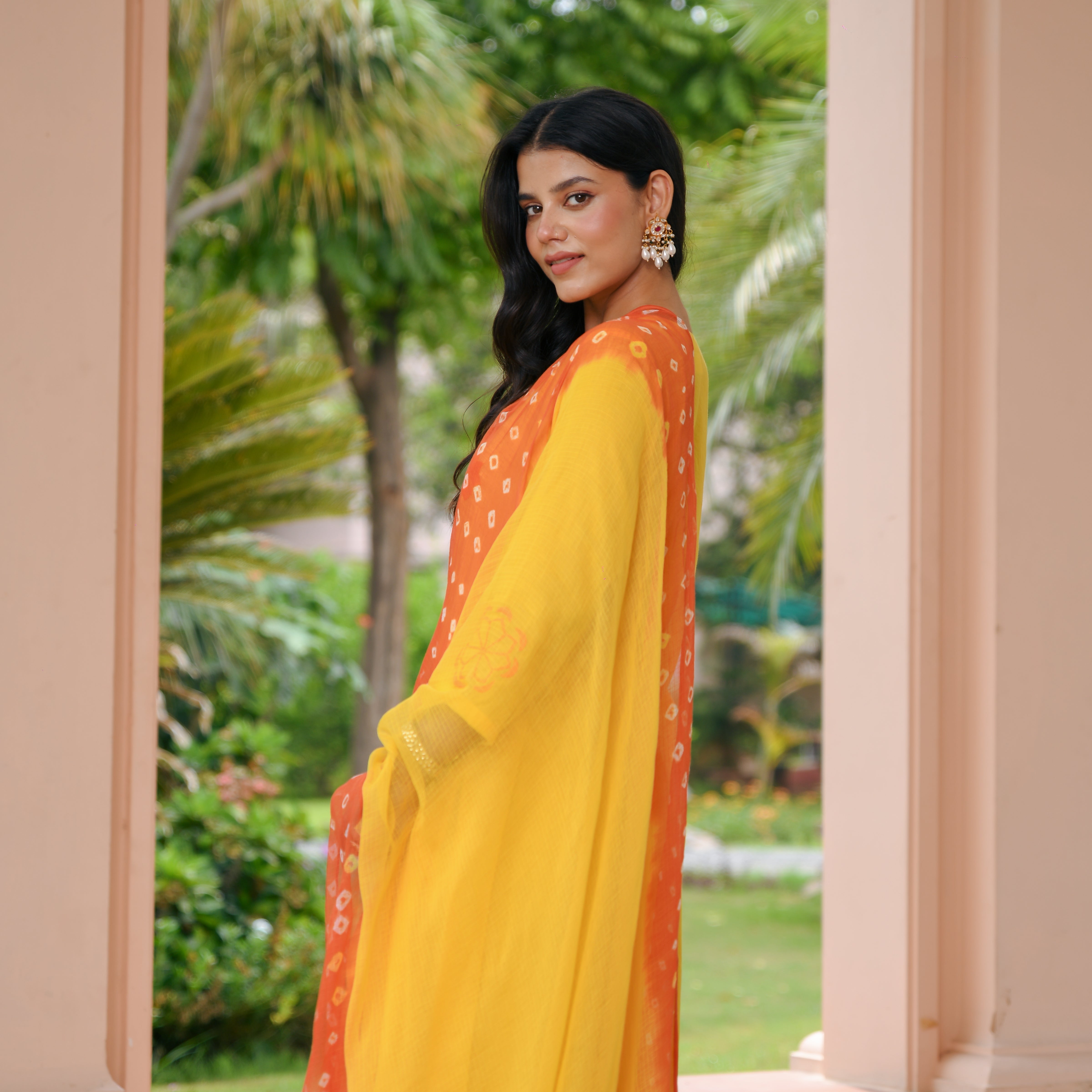 Yellow Bandhej Cotton Suit Set