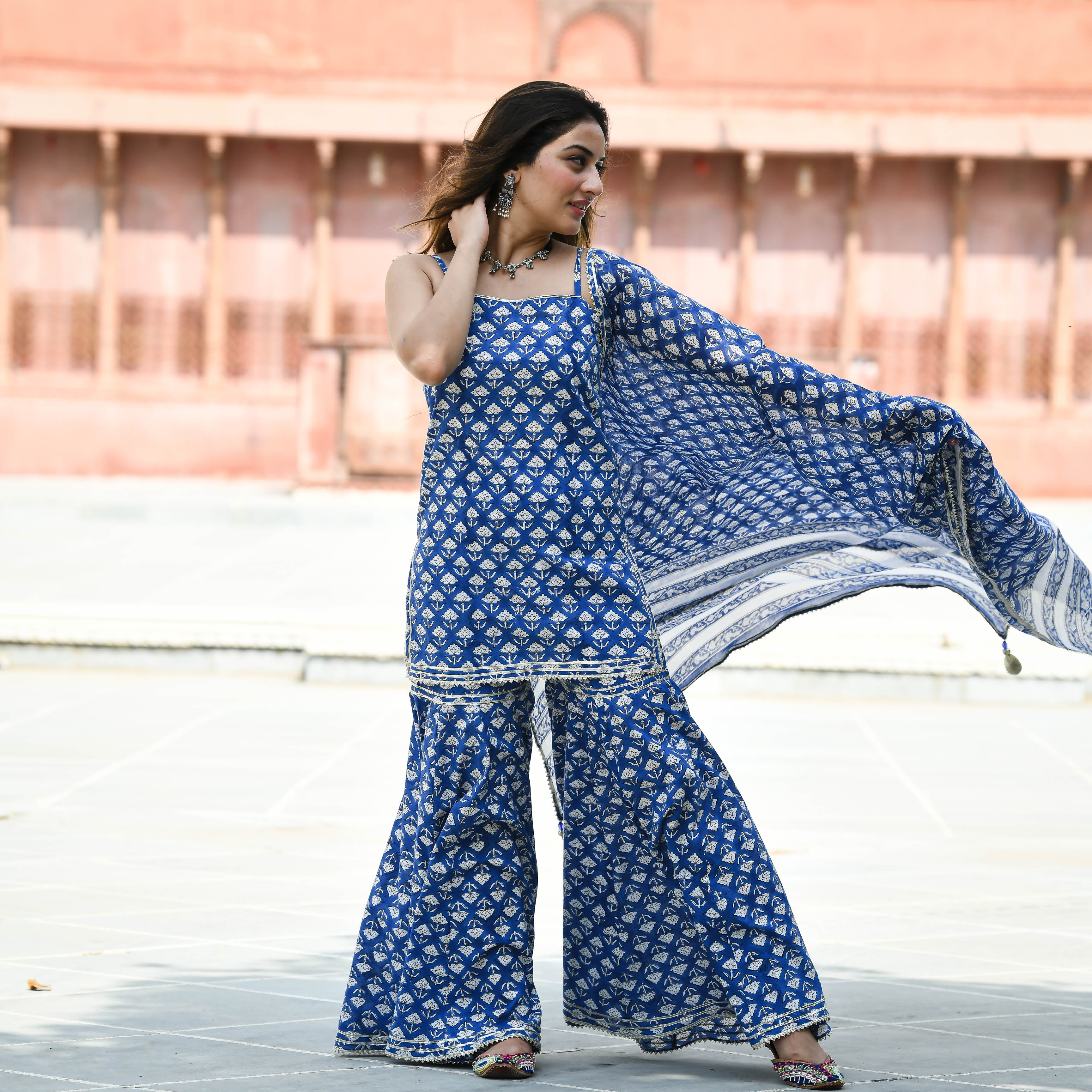 Bunaai Sitara Handblock Printed Suit Set