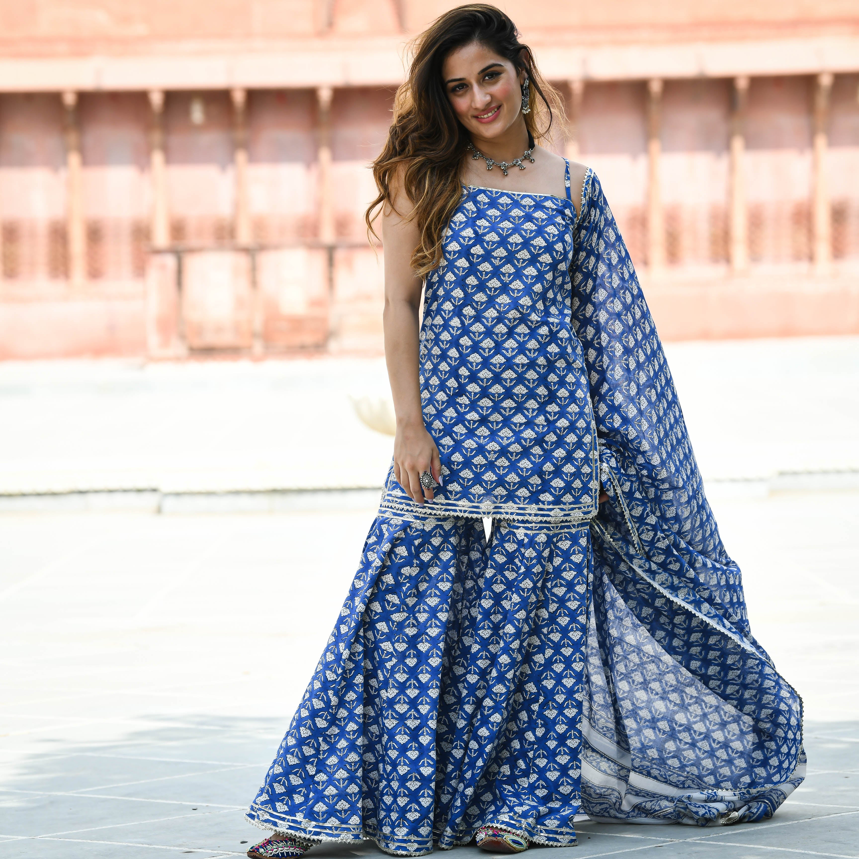 Bunaai Sitara Handblock Printed Suit Set