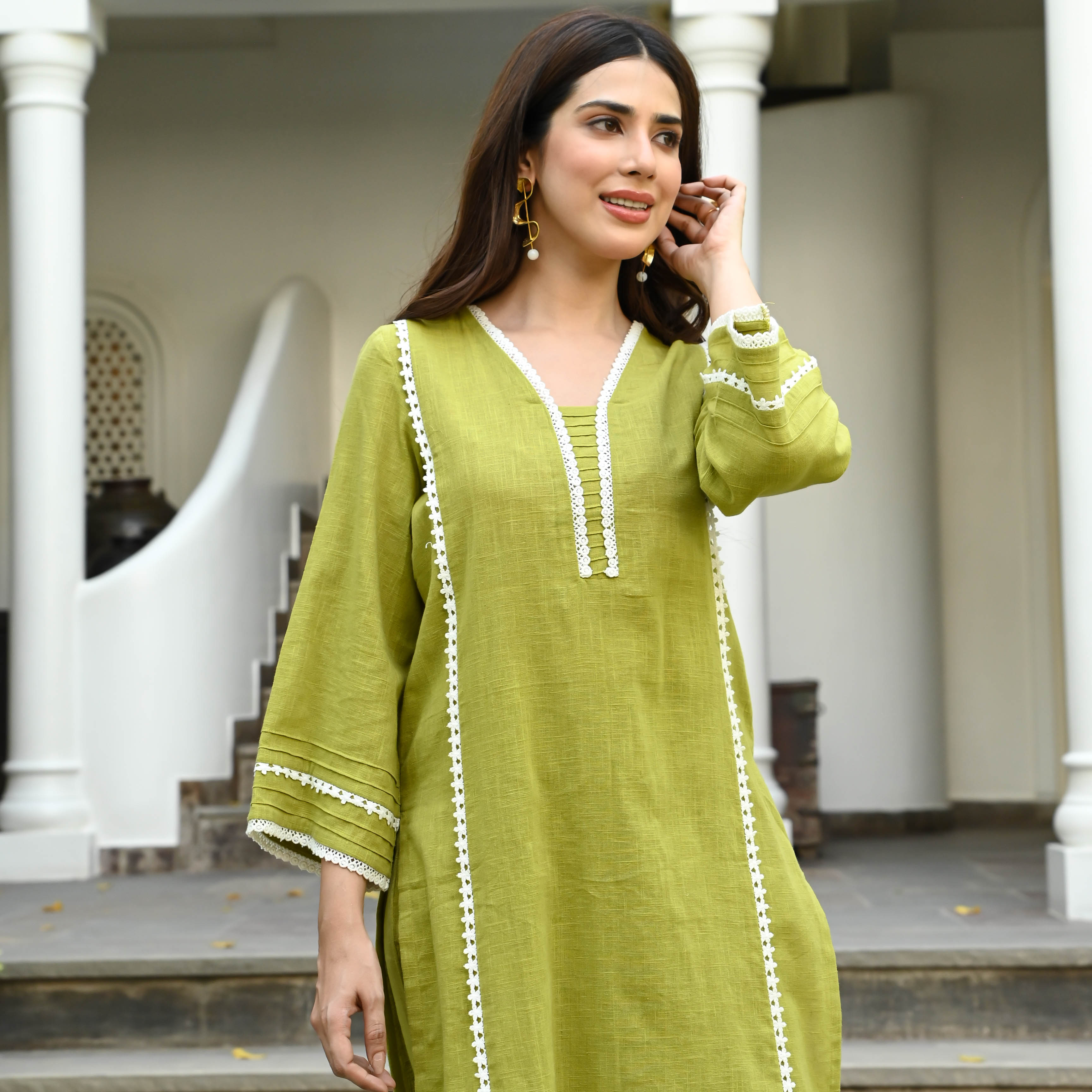 Bunaai Cotton Georgia Kurta Set