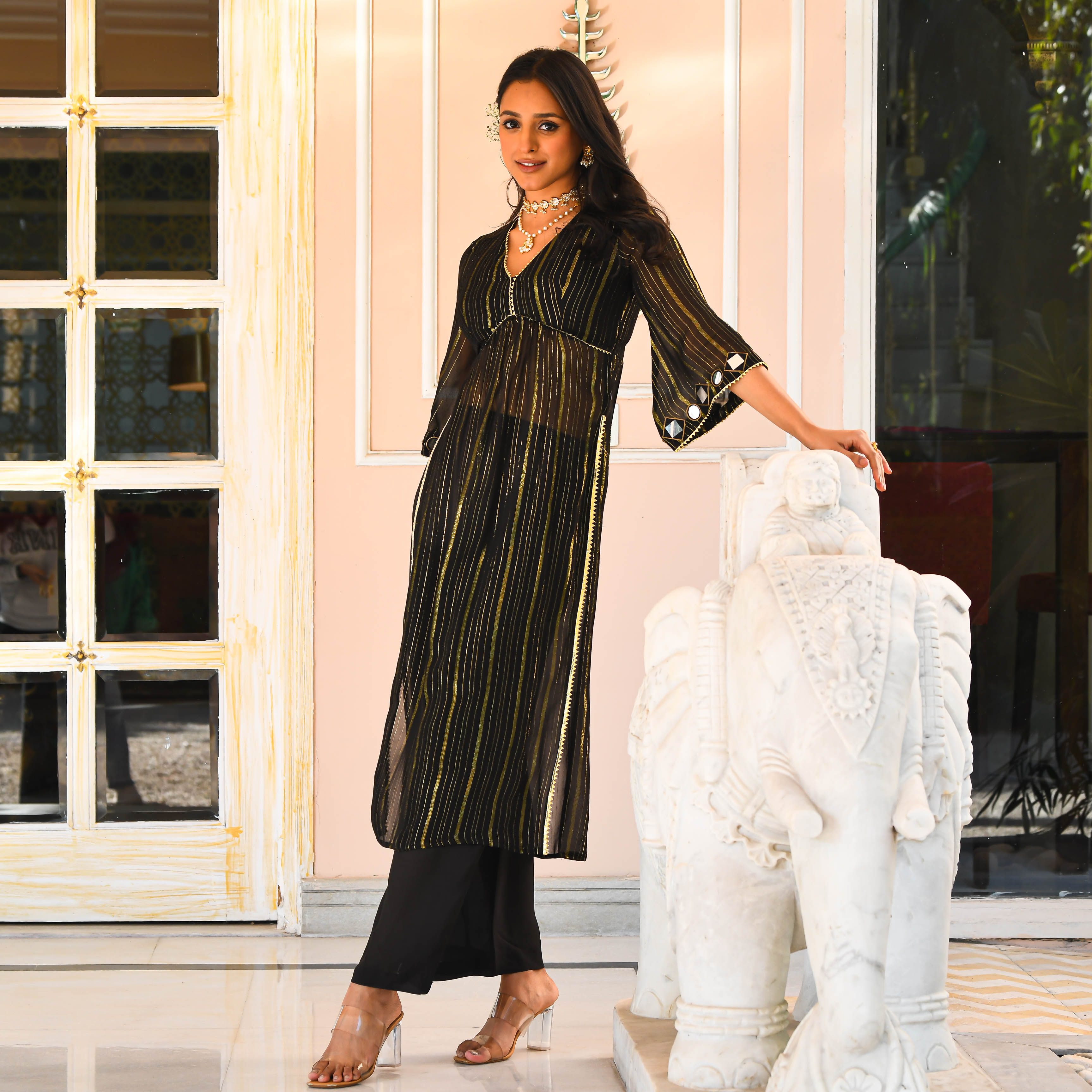 Shimmer Lurex Kurta Set