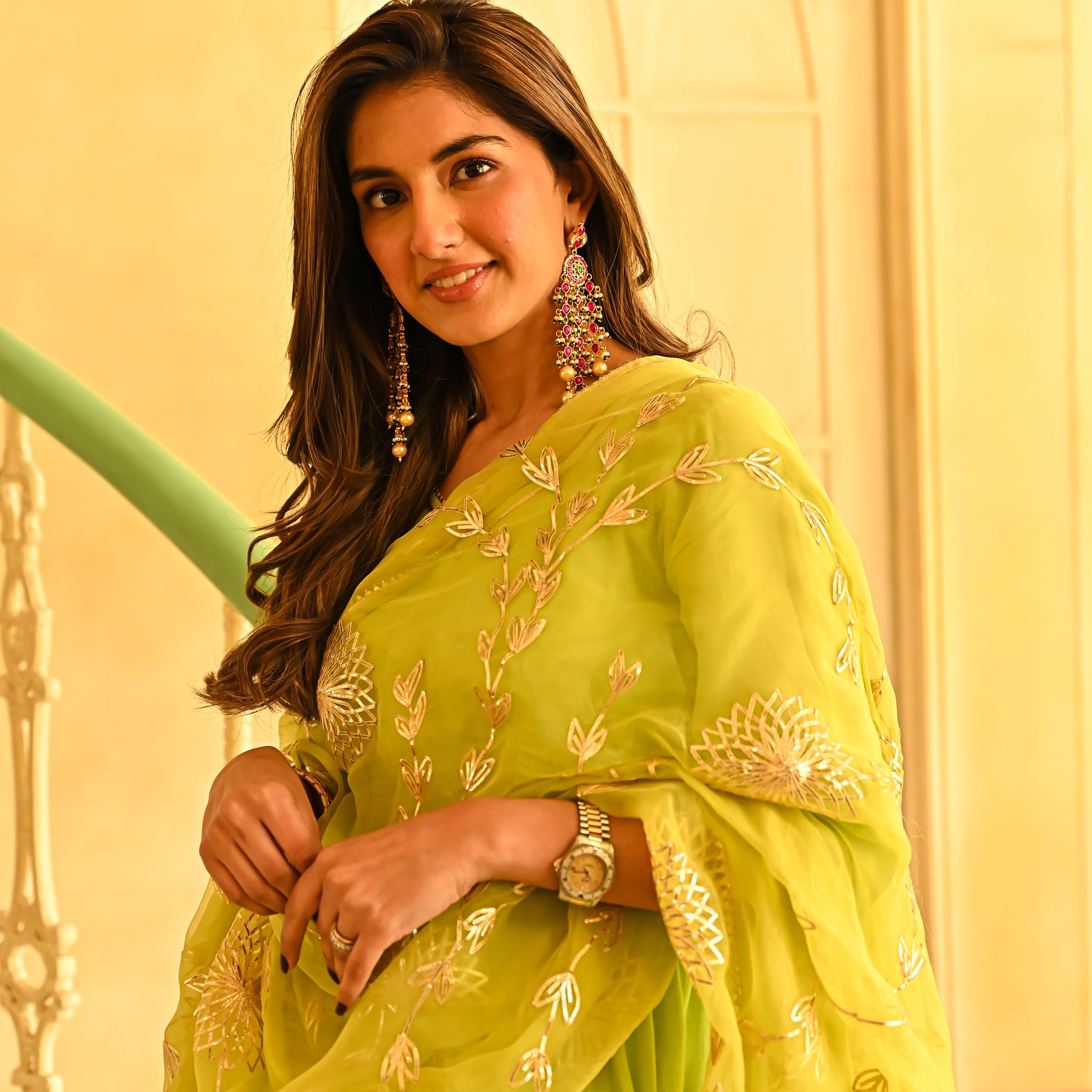 Bunaai Green Gotta Salwar Suit