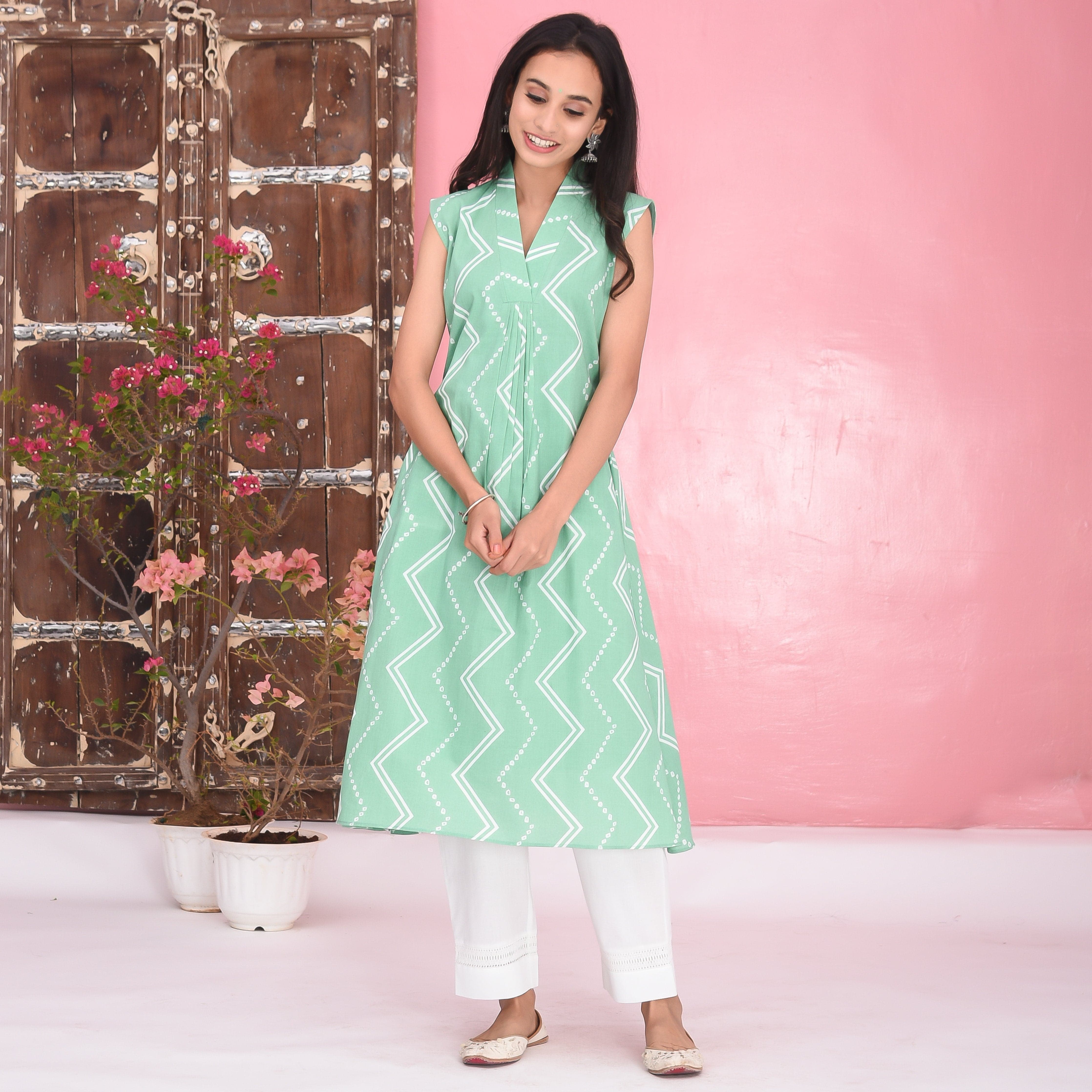 Light Green Cotton Kurta Set