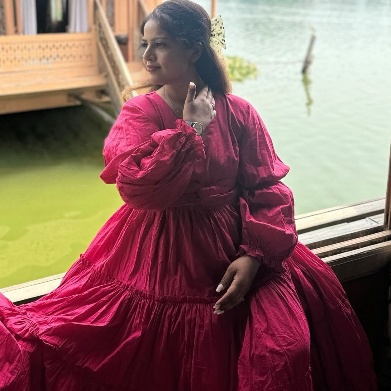 Bunaai Amara Belt Cotton Maxi Dress