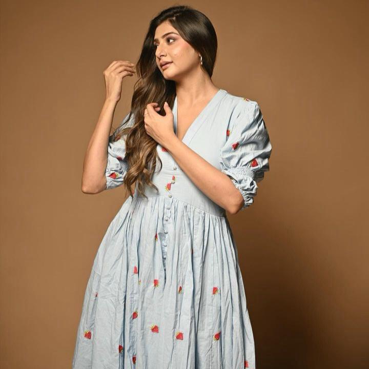 Bunaai Minty Marvel Embroidered Cotton Dress