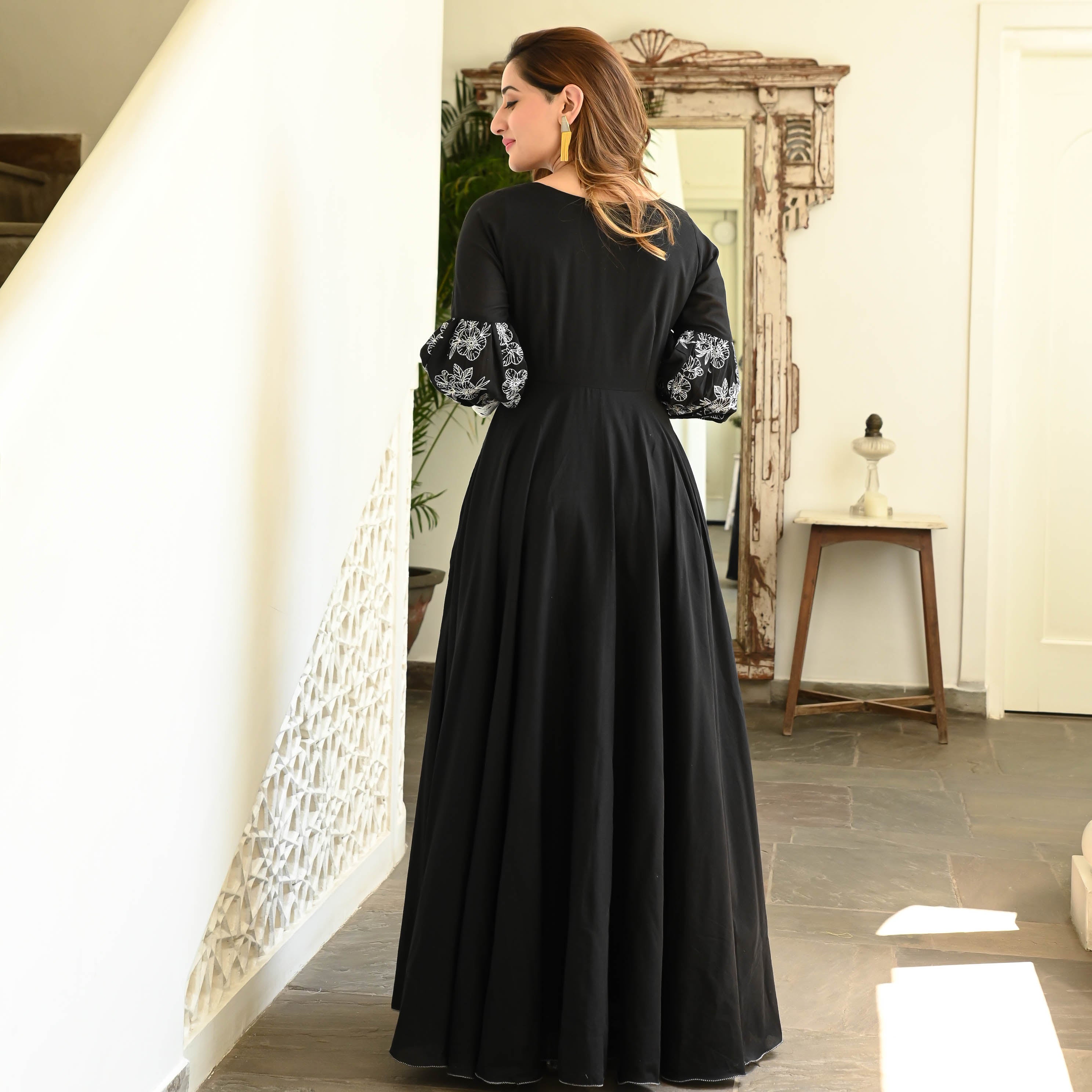 Bunaai BLACK IRISH EMBROIDERED COTTON DRESS