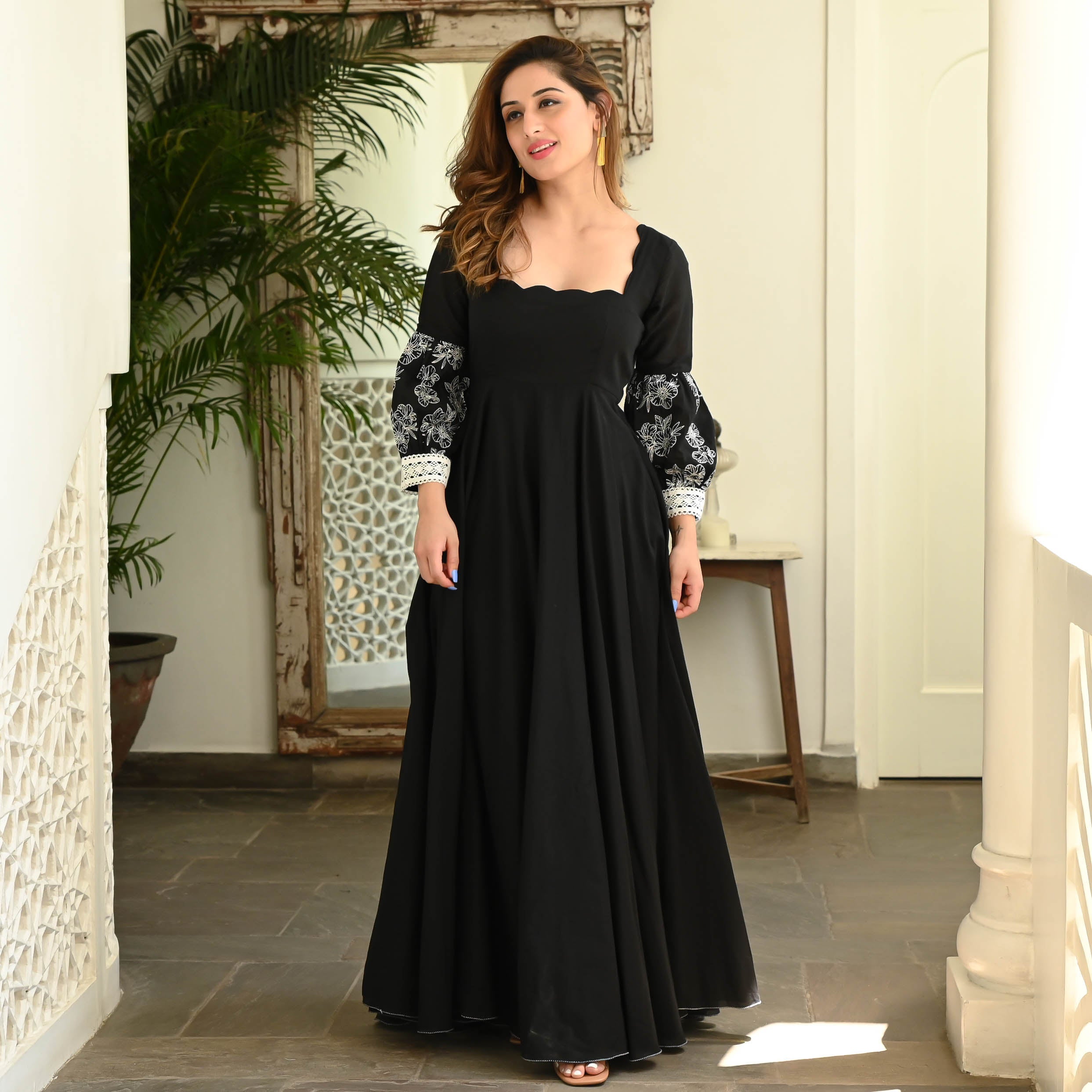 Bunaai BLACK IRISH EMBROIDERED COTTON DRESS