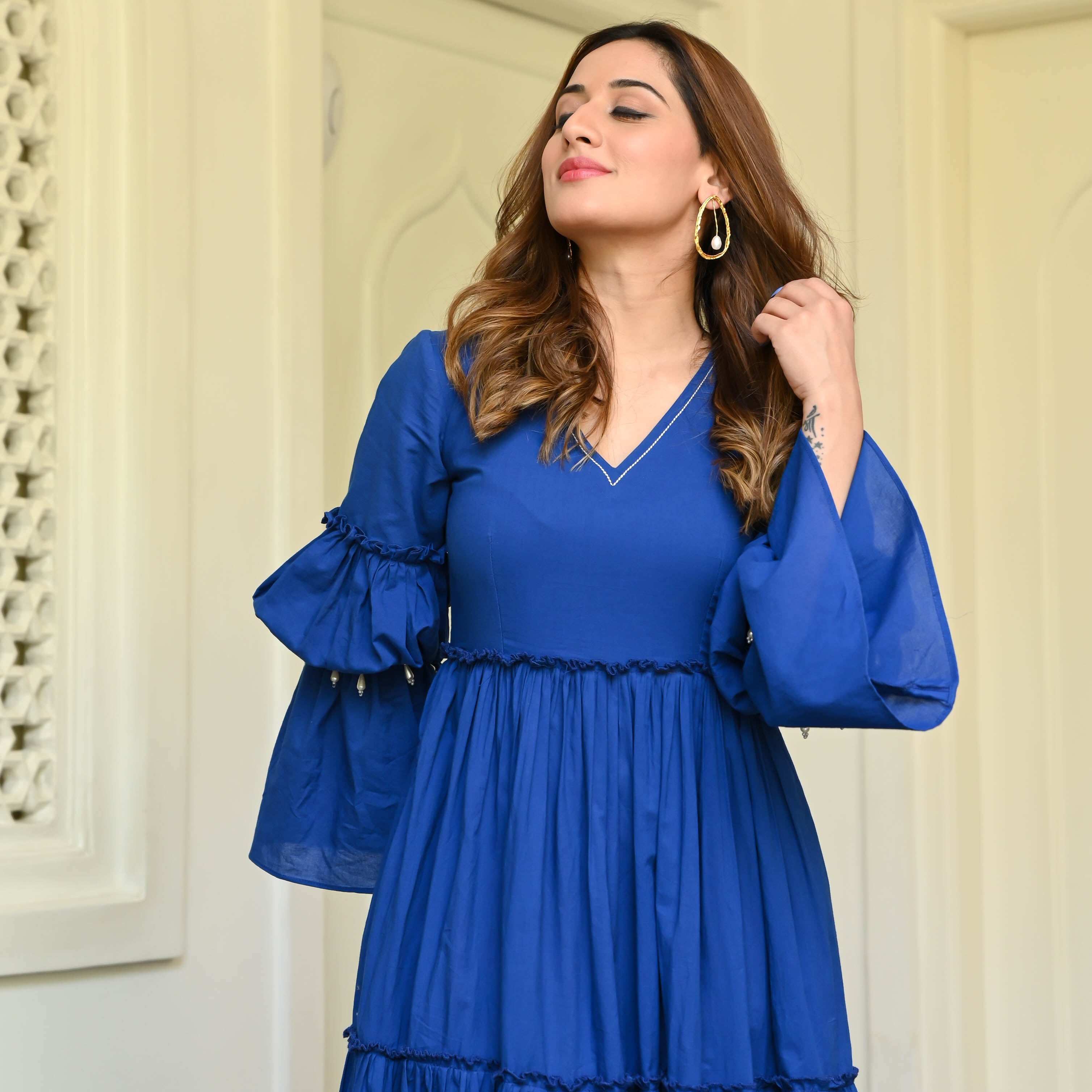 Bunaai Lapis Blue Cotton Dress