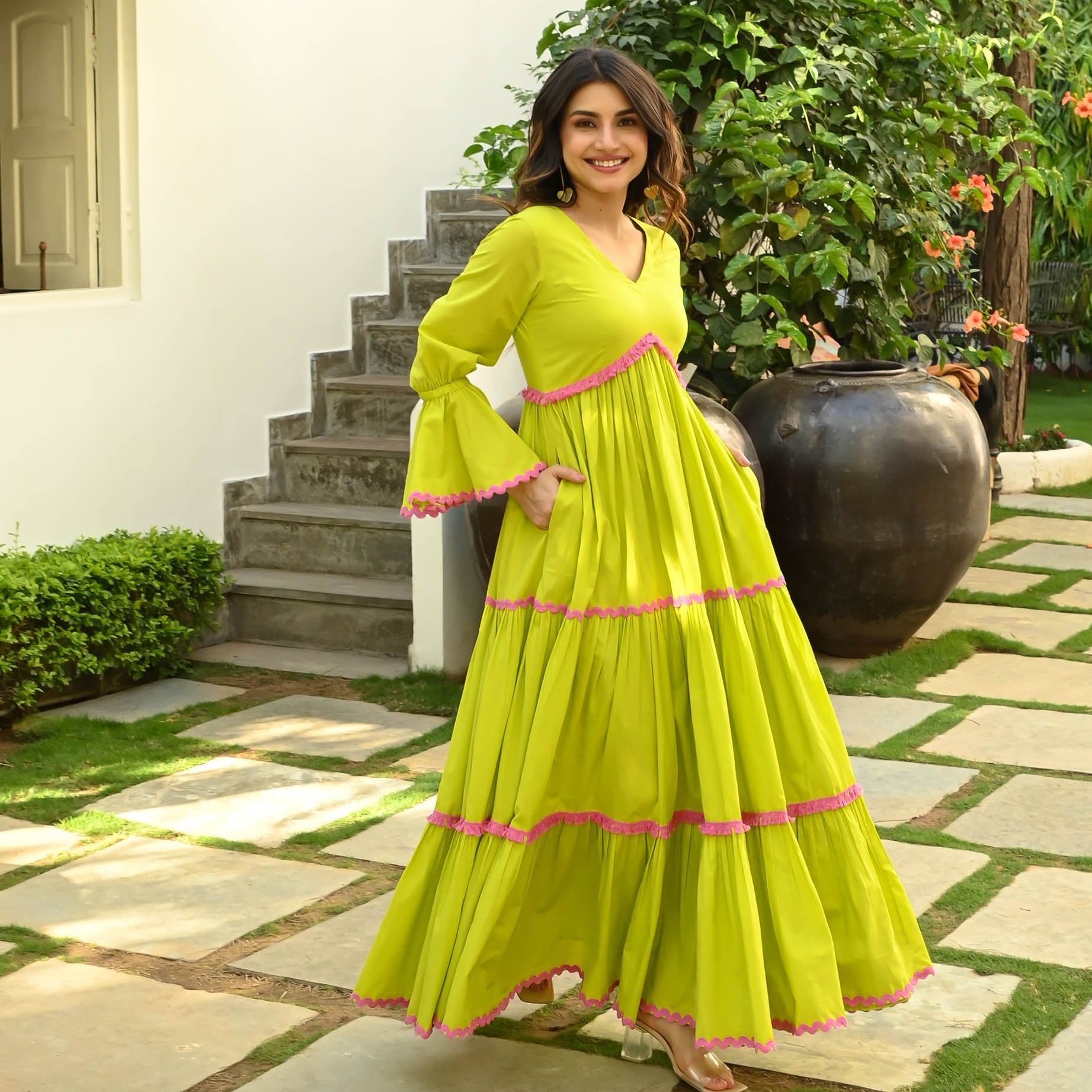 Bunaai TENDER GREEN COTTON DRESS