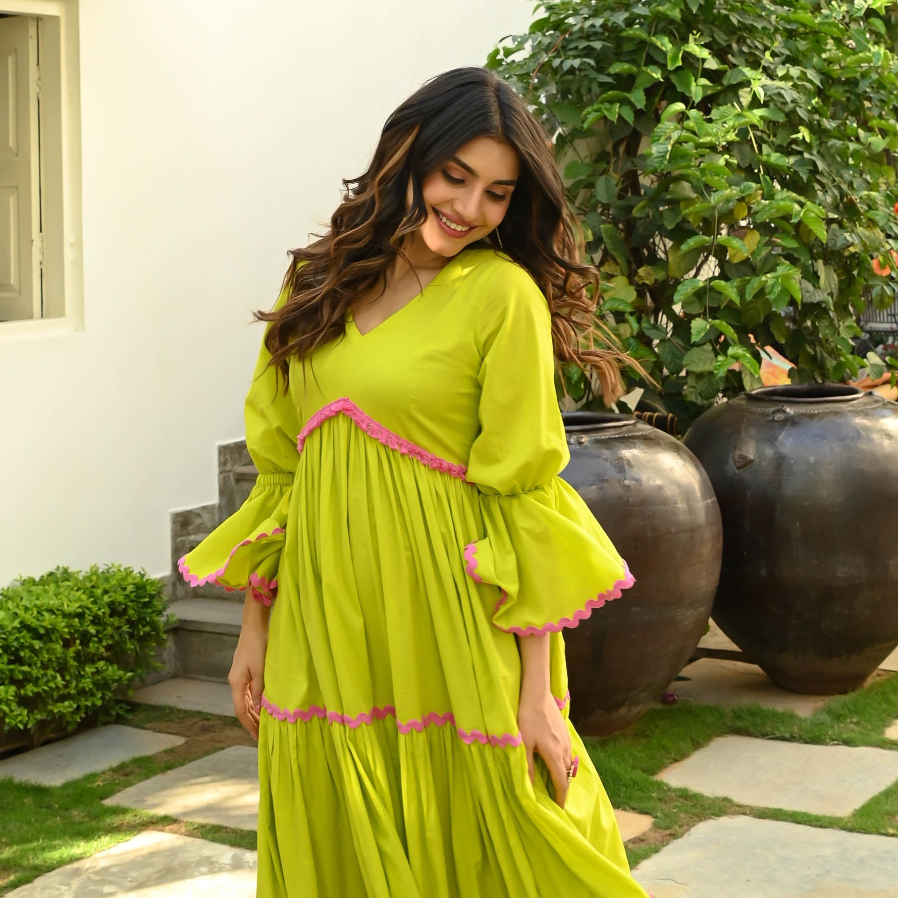Bunaai TENDER GREEN COTTON DRESS