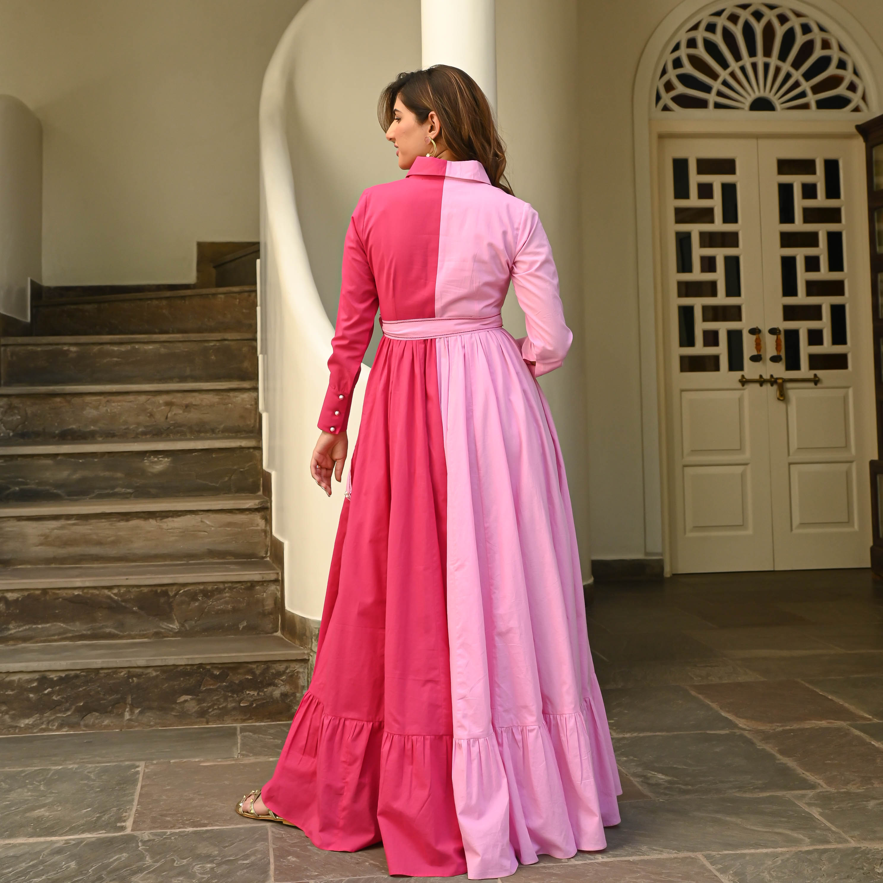 Bunaai Two-Tone Pink Cotton Dress
