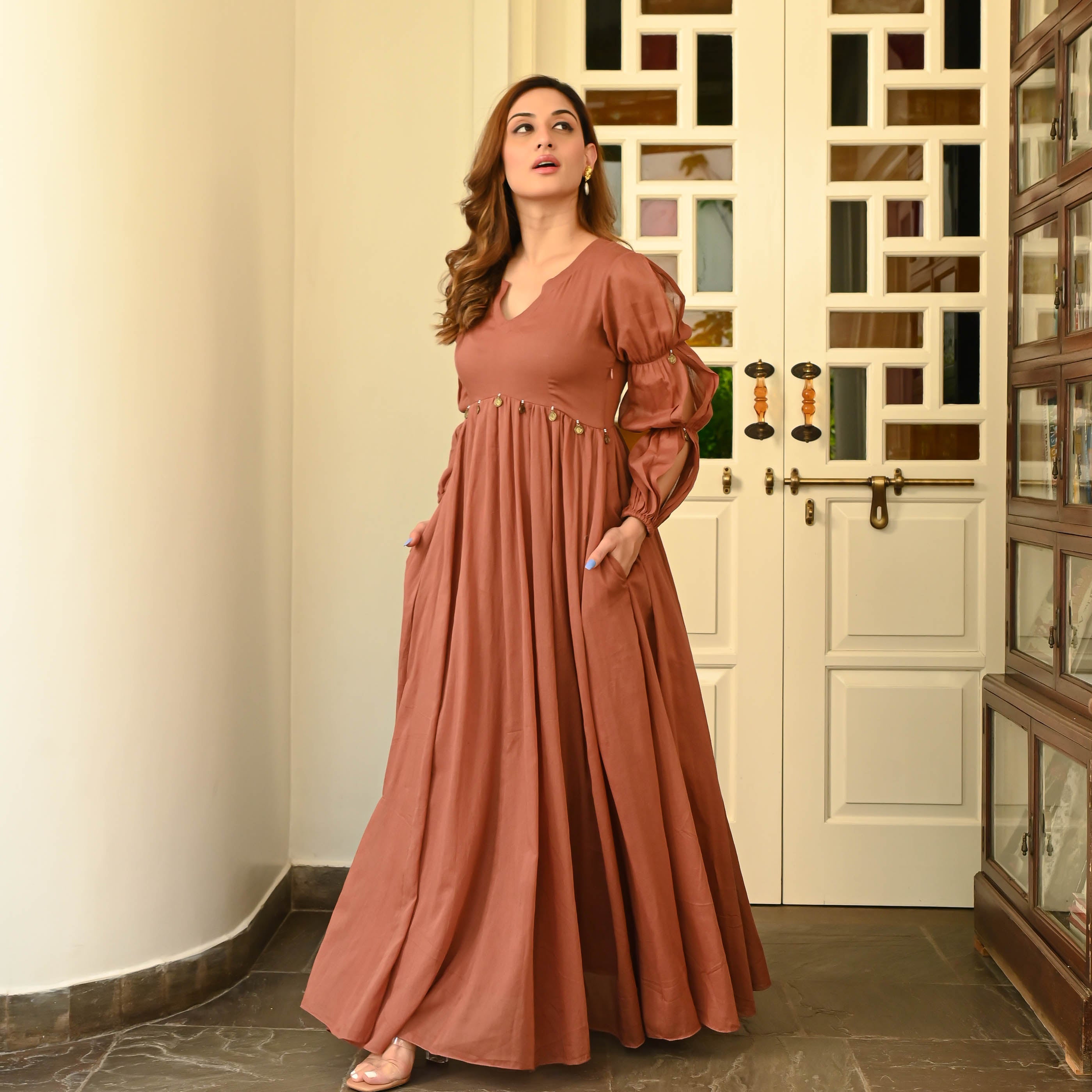 Brown Rust Cotton Dress